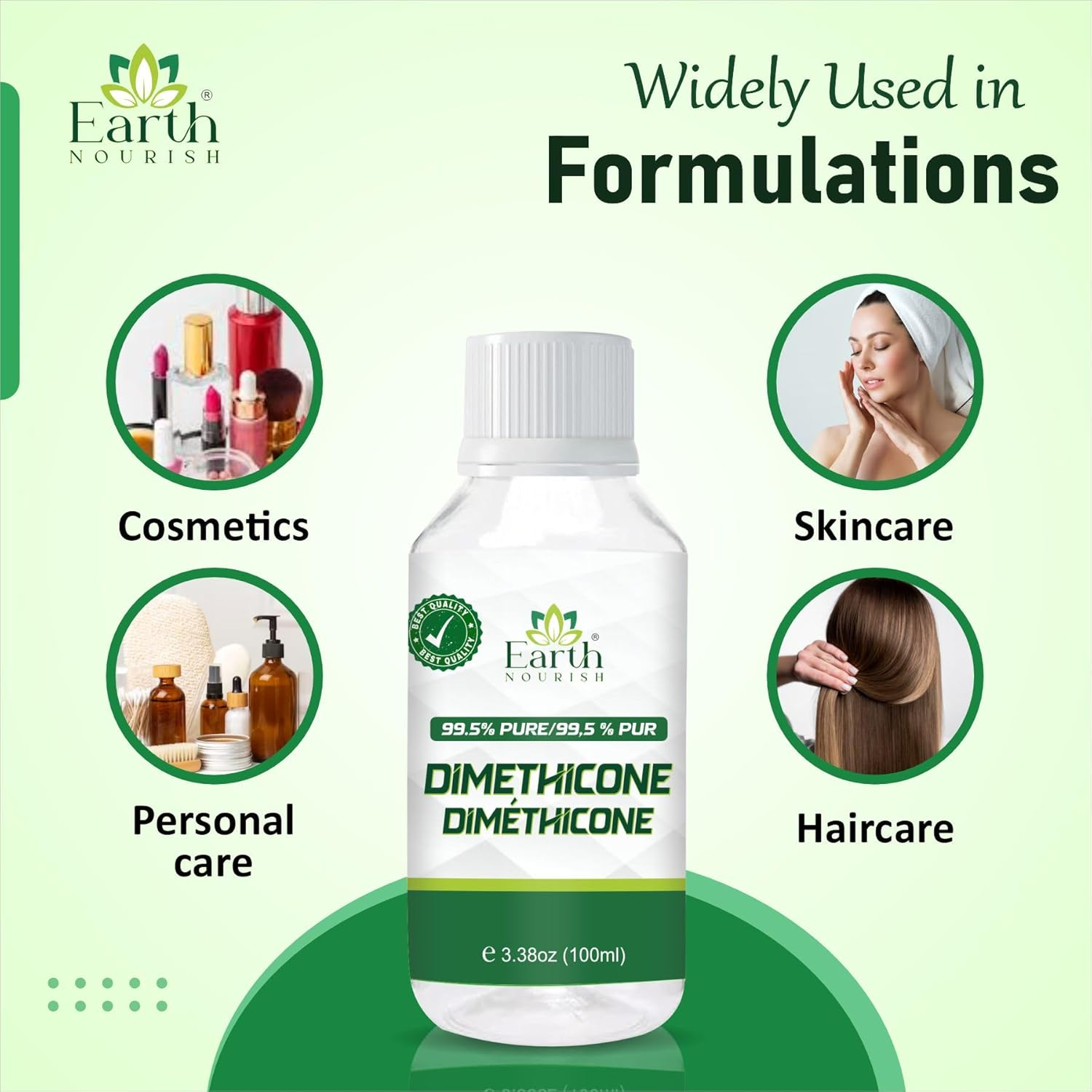 Earth Nourish Dimethicone 3.38 Fl Oz / 100Ml &ndash; Cosmetic Grade | Silicone-Based Emollient for DIY Skincare, Haircare & Personal Care image number 5
