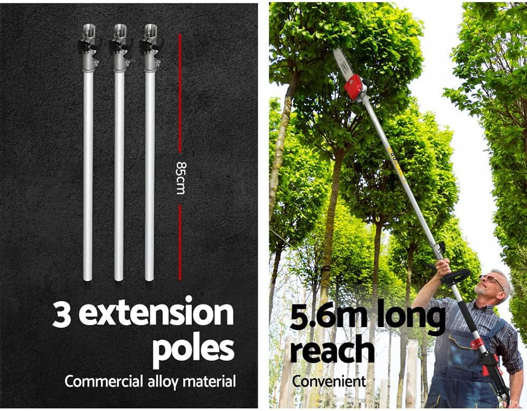 Giantz Pole Saw, 65Cc Hedge Trimmer Brush Cutter Poles Tree Pruner Chainsaw Cordless Petrol Hand Power Chainsaws Home Garden Farm Whipper Snipper Tool Saws, with Extra Chains Spark Plug 12" Bar 2 In1 image number 4