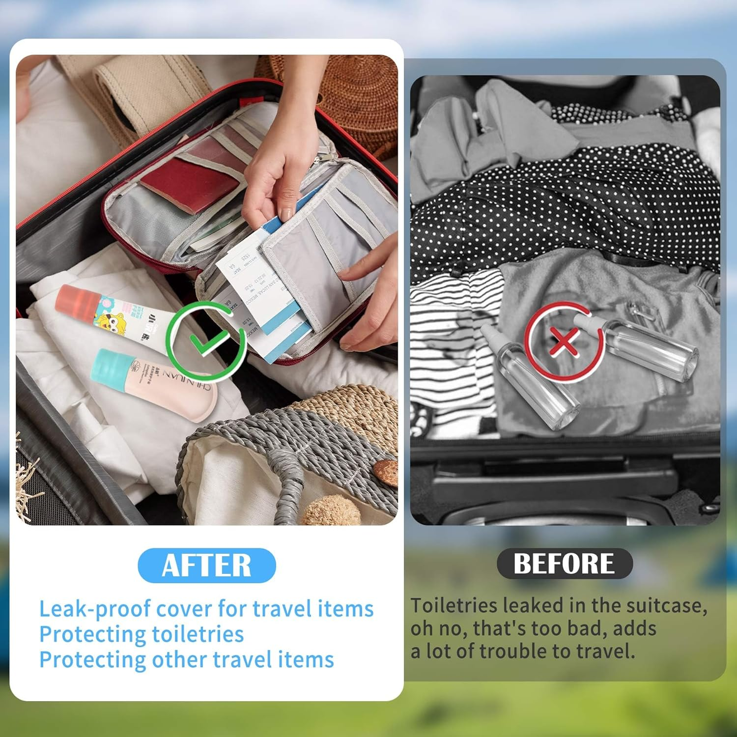 Silicone Bottle Covers for Travel，8 Pack Elastic Sleeves Leak-Proof Travel Toiletries Caps, Lightweight Reusable Travel Accessories for Luggage for Women Men for Travel Size Toiletries image number 5