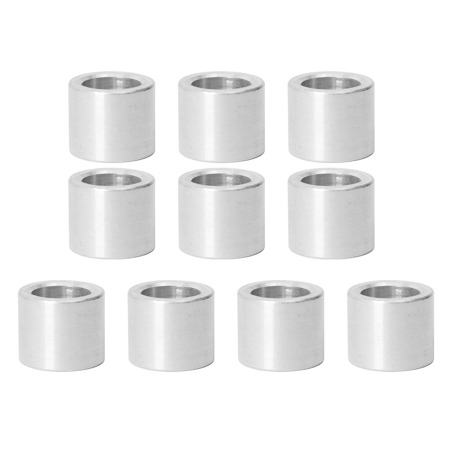 Zhooooonglf 10Pcs M8 Aluminum Spacers, Metal Spacer Aluminum round 8.2Mm ID X 12Mm OD X10Mm L Thickness Screw Standoff for M8 Screw Bolts Silver
