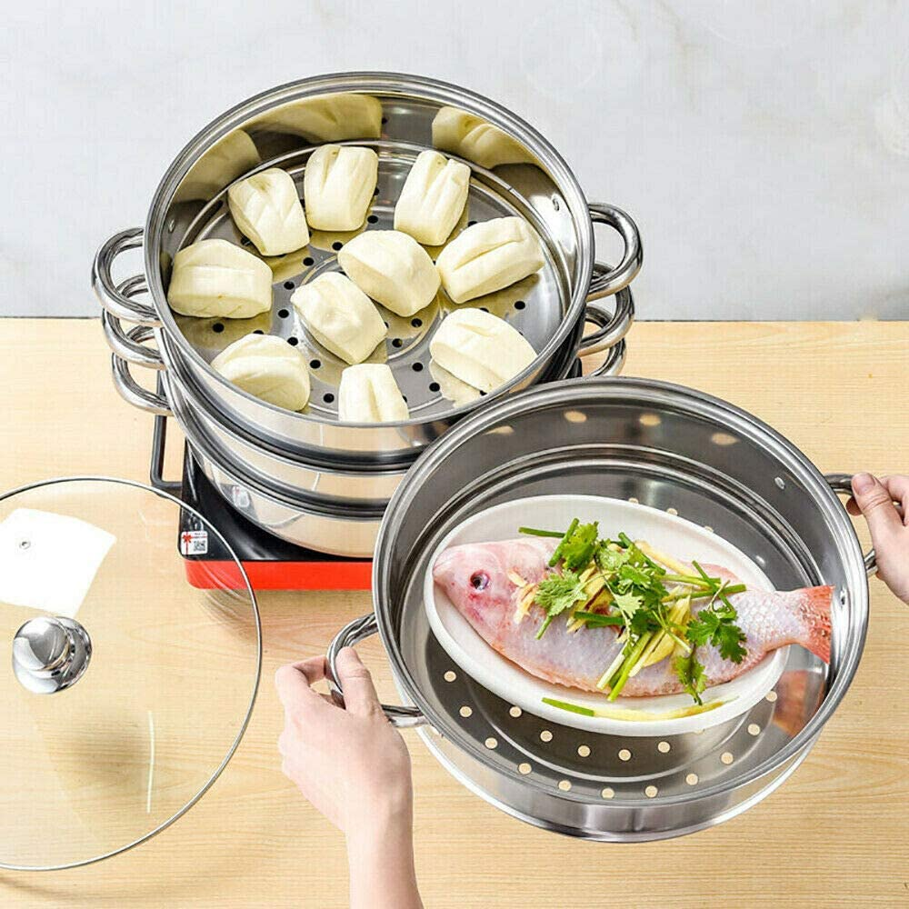 4/5 Tier Stainless Steel Steamer Meat Vegetable Cooking Steam Pot Kitchen Tool (5 Tier) image number 5