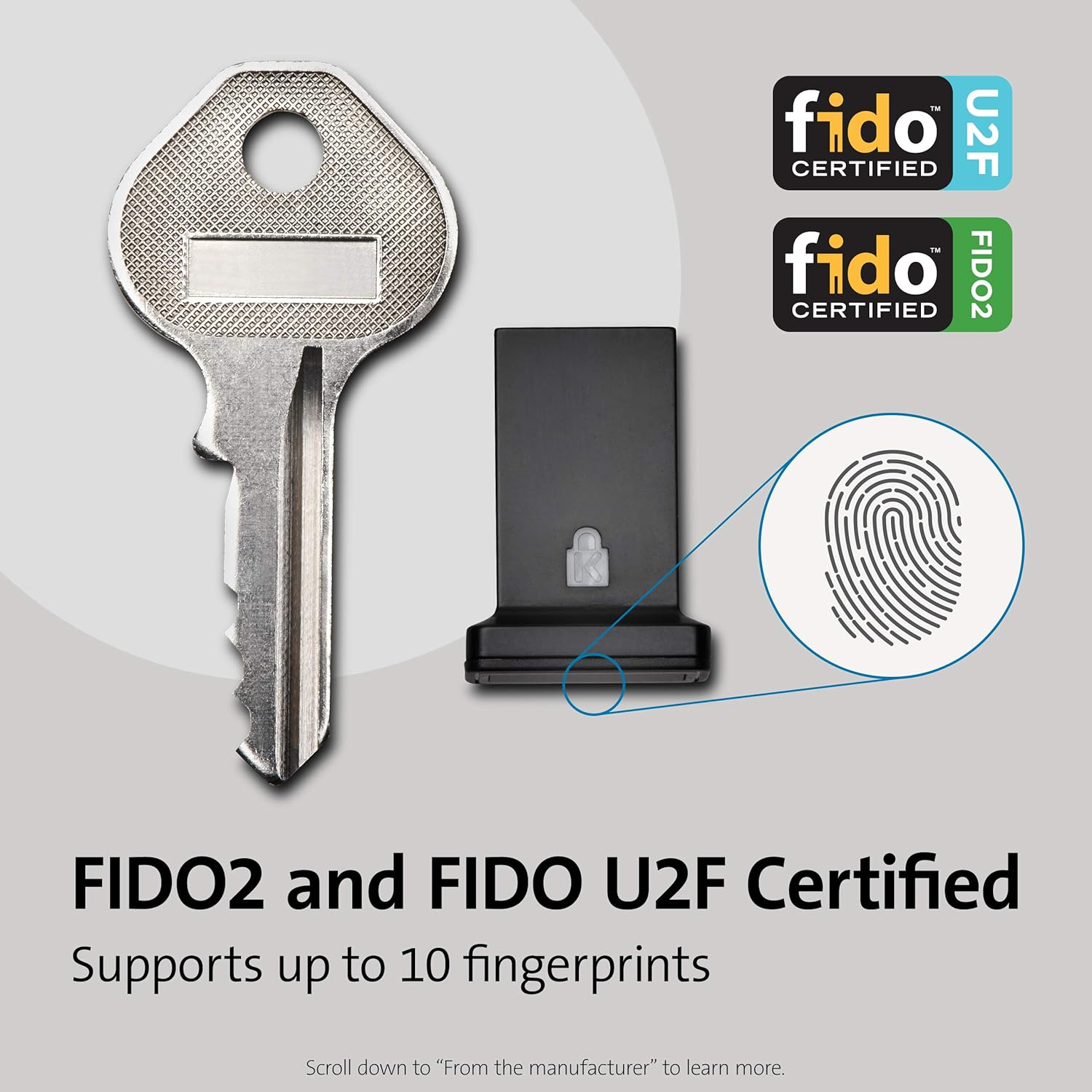 Kensington Verimark Guard USB-A Fingerprint Key, FIDO2, Webauthn/Ctap2 & FIDO U2Fy, Biometric Security Key for Pcs, Tablets, Ipads, Google Microsoft Password Managers K64708WW image number 6