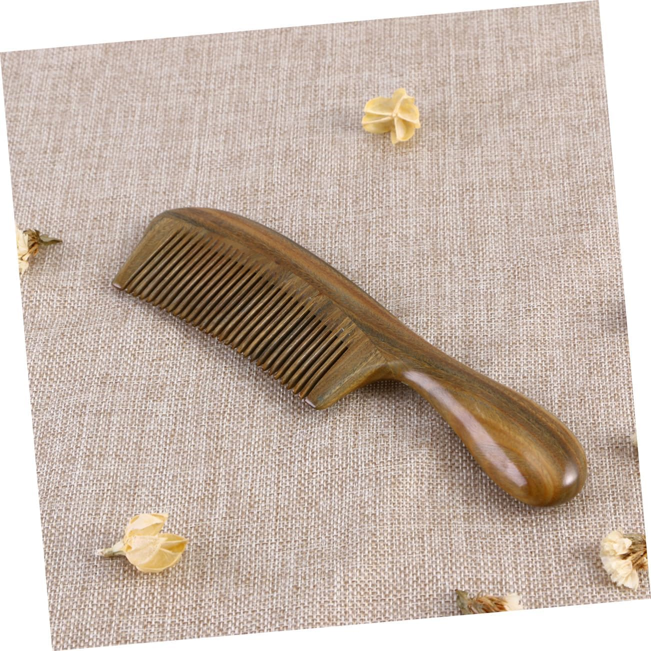 CTIRCHIU Natural Sandalwood Hair Comb with Thick Handle Close Teeth Static Wooden Beard Comb for Scalp Massage and Hair Care Lightweight Travel Friendly Two Styles Random image number 6