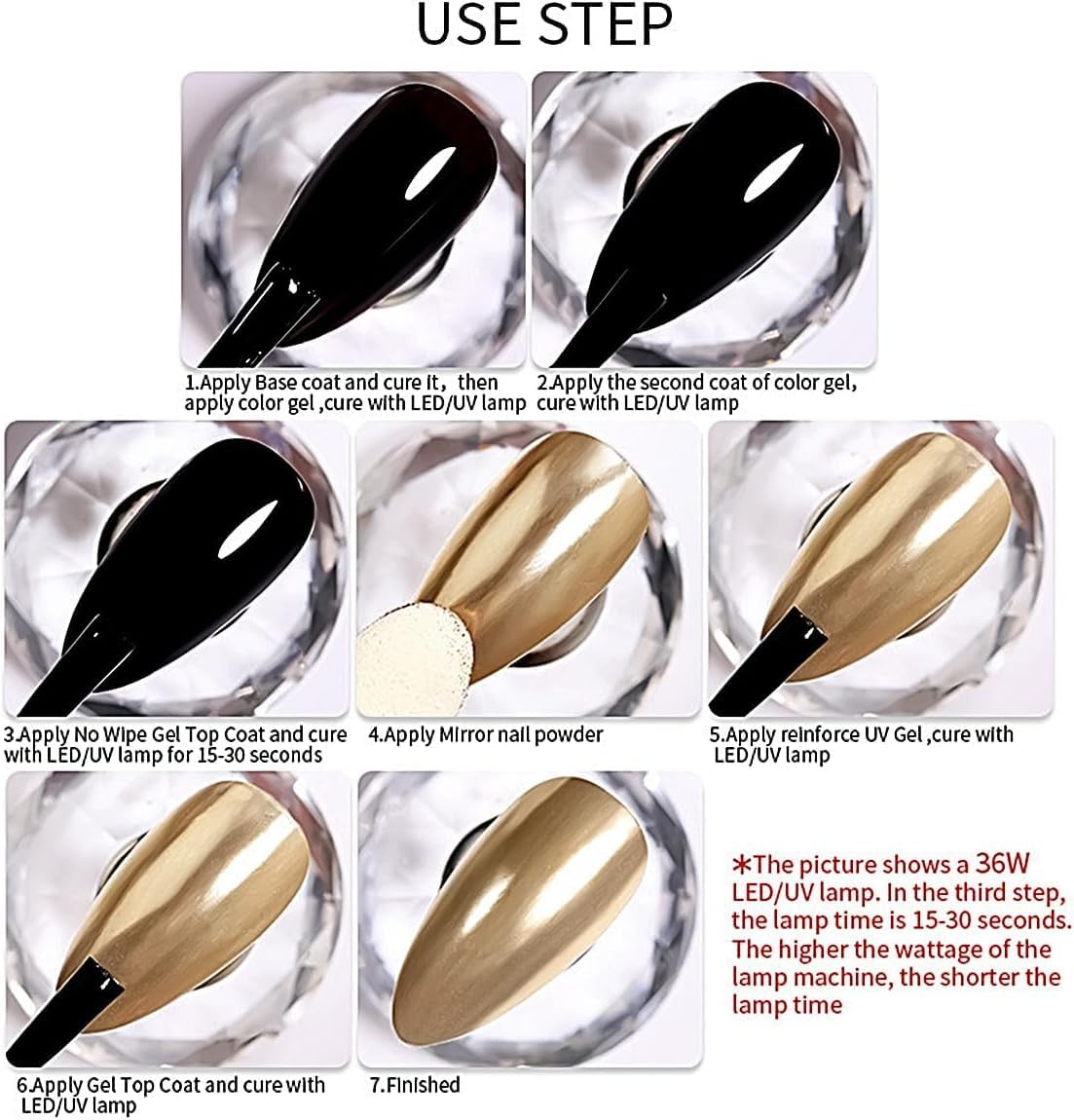 Chrome Nail Powder Mirror Effect Metallic Dust Holographic Glitter Glazed Manicure Decoration Reflective Pigment for DIY Gel Polish Nail Art, Resin Craft, Gift 2Pcs image number 3