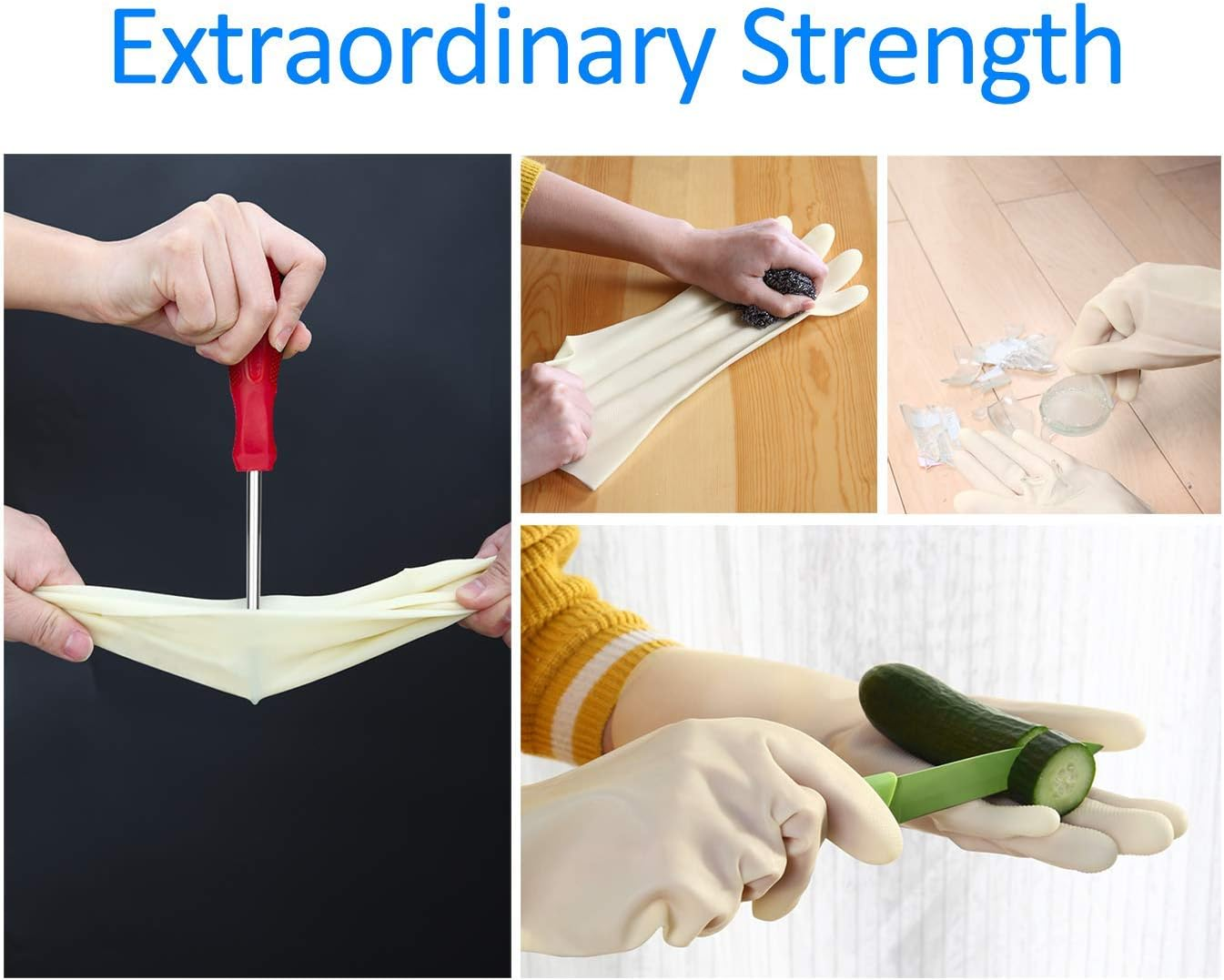 BOOMJOY 3 Pairs Cleaning Gloves, Nitrile Rubber Kitchen Gloves Heavy Duty for Cooking, Washing Kitchen, Bathroom, Car & More (X-Large) image number 1