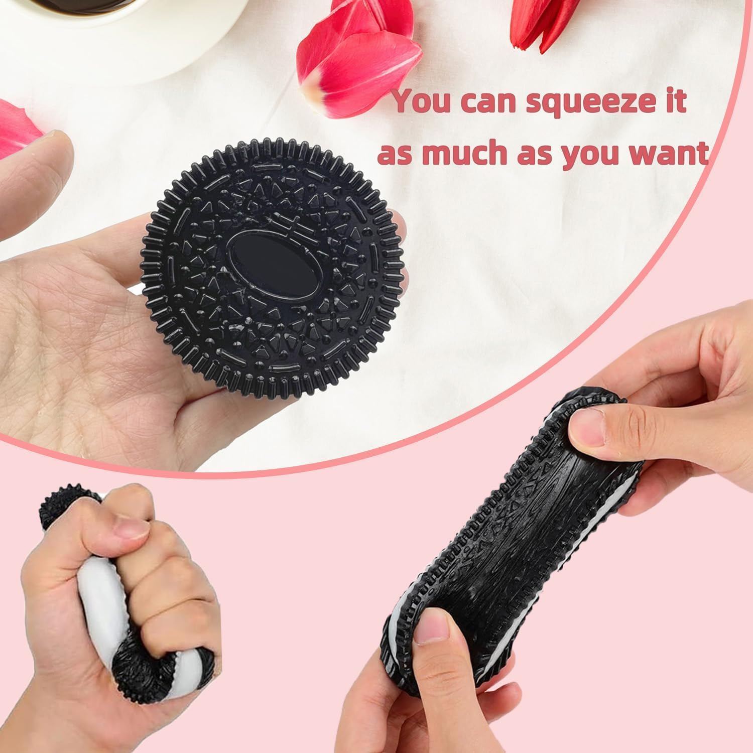 2-Pack Stress Relief Toy, Silicone Taba Squishy Toy, Ultra-Soft Squeeze Toys, Decompression Toy, Decompression Venting Toy, Perfect for Stress and Anxiety Relaxing Toy (Black+Pink) image number 5