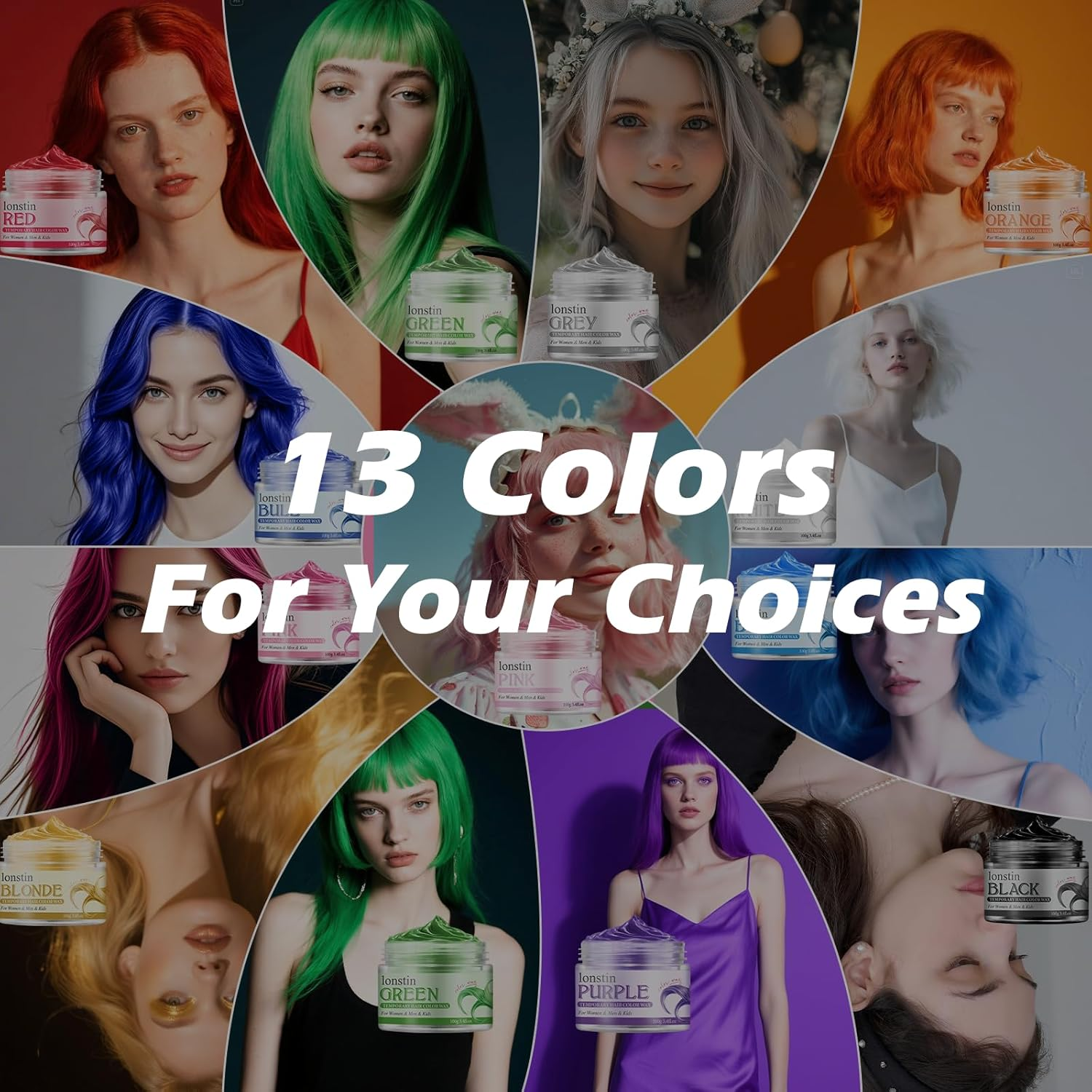 Lonstin Light Pink Hair Wax 100G Temporary Hair Color for Kids and Adults Washable Non Sticky Easy to Apply Suitable for Cosplay Halloween Party and Everyday Hair Styling image number 1