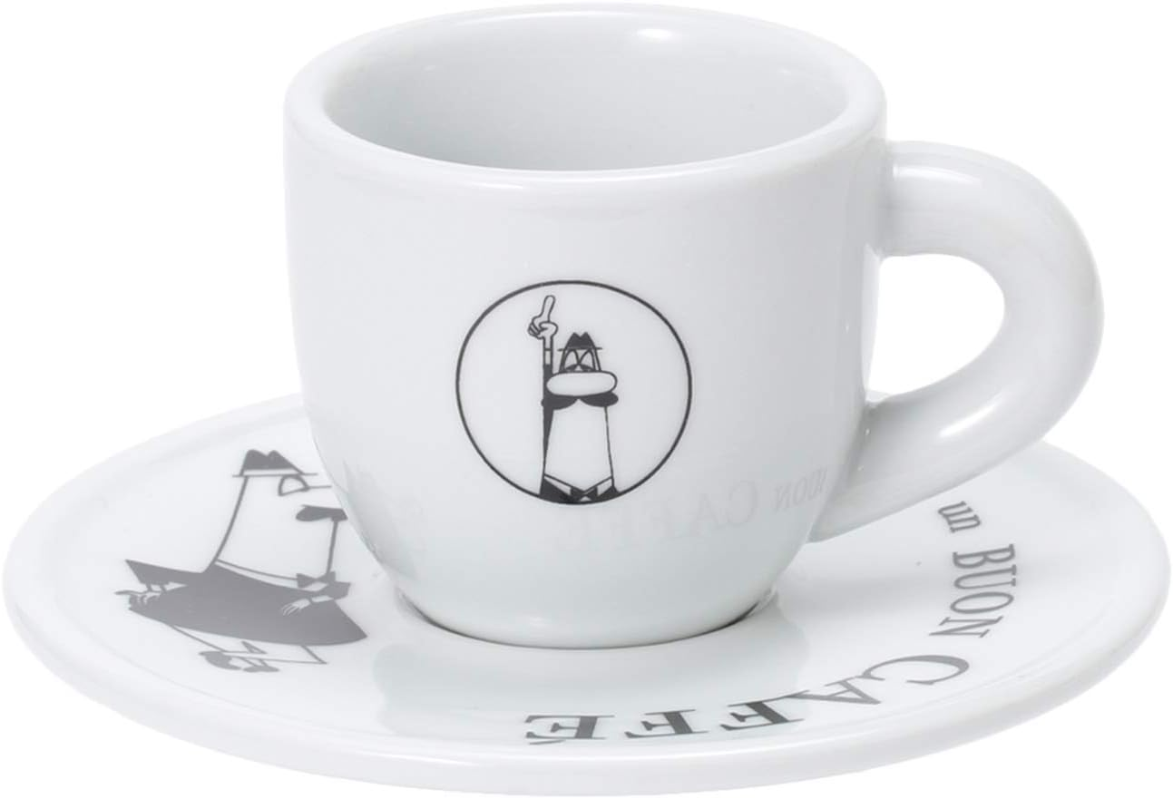 Bialetti Cup & Saucer Uncle Bialetti White Coffee Espresso Cup Set of 4 Y0TZ033 image number 1