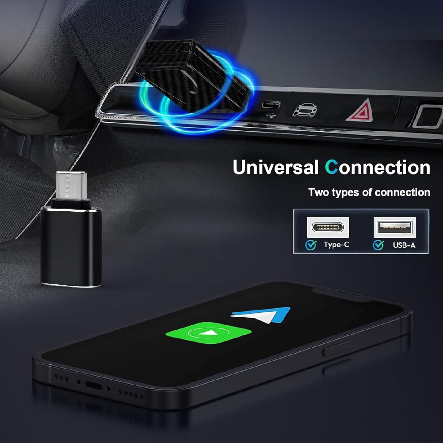 Zurligi 2 in 1 Wireless Carplay Adapter & Android Auto Adapter, 2025 Upgraded, Converts Wired to Wireless, Plug & Play, 5Ghz Wifi Auto Connect Compatible with OEM Wired Carplay & Android Cars (S) image number 2