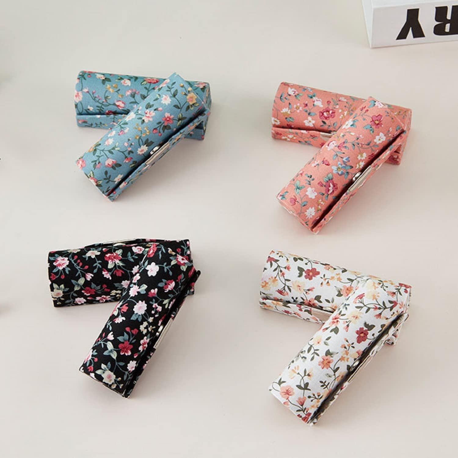 MIAO JIN Lipstick Case with Mirror Lipstick Holder Storage Box Mini Portable Floral Jewelry Cosmetic Case, Small Flower, 12PCS, 12Pcs