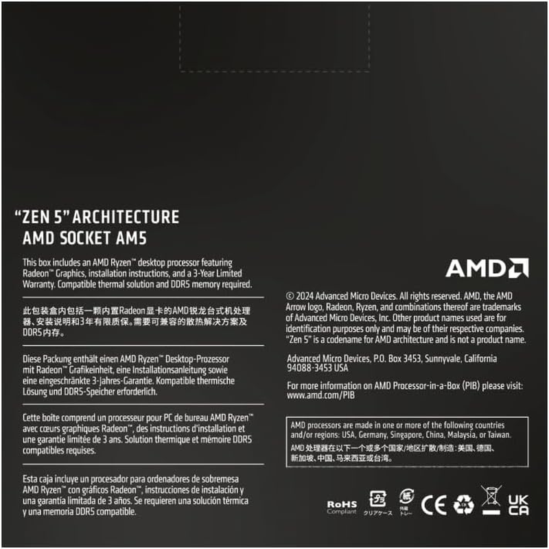 AMD Ryzen&trade; 5 9600X 6-Core, 12-Thread Unlocked Desktop Processor