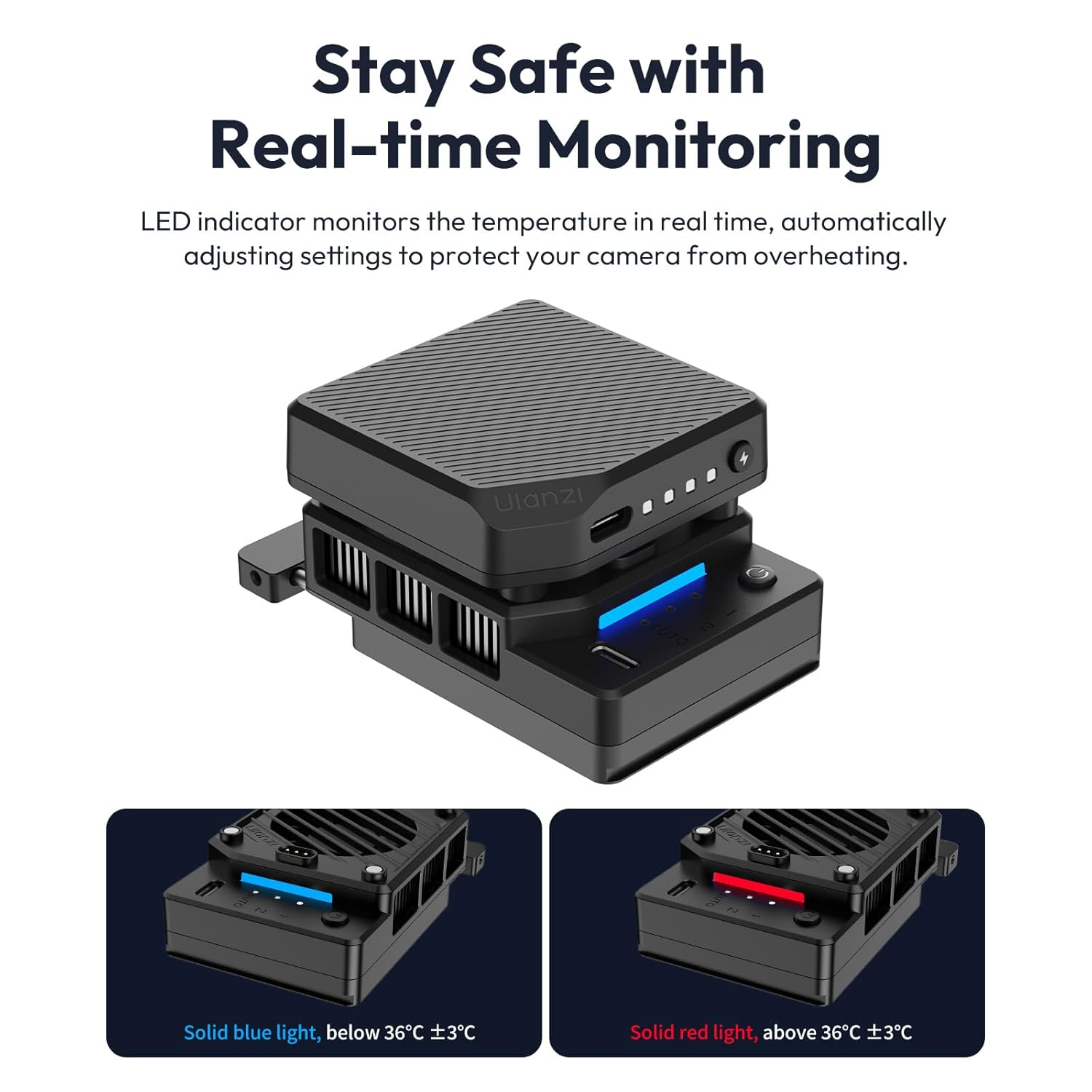 ULANZI Cooling Fan Set with Magnetic Battery, Real-Time Monitoring External Cooling System Compatible with Sony Canon Nikon FUJIFILM image number 1