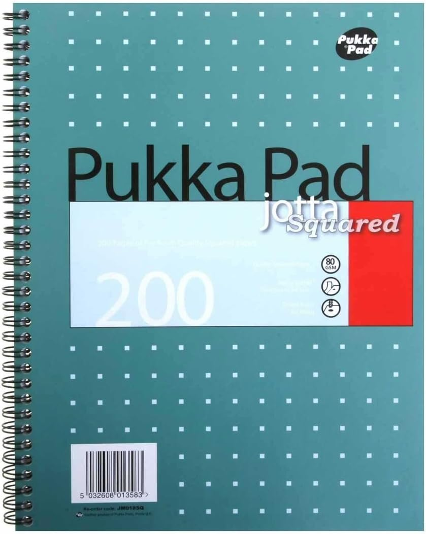 Pukka Pad, A4 Squared Metallic Jotta Book 3 Pack &ndash; 29.7 X 23Cm &ndash; Wirebound Notebook with 80GSM Paper &ndash; Features 4-Hole Punch Margins and Perforated Edges - 200 Pages, Green image number 2