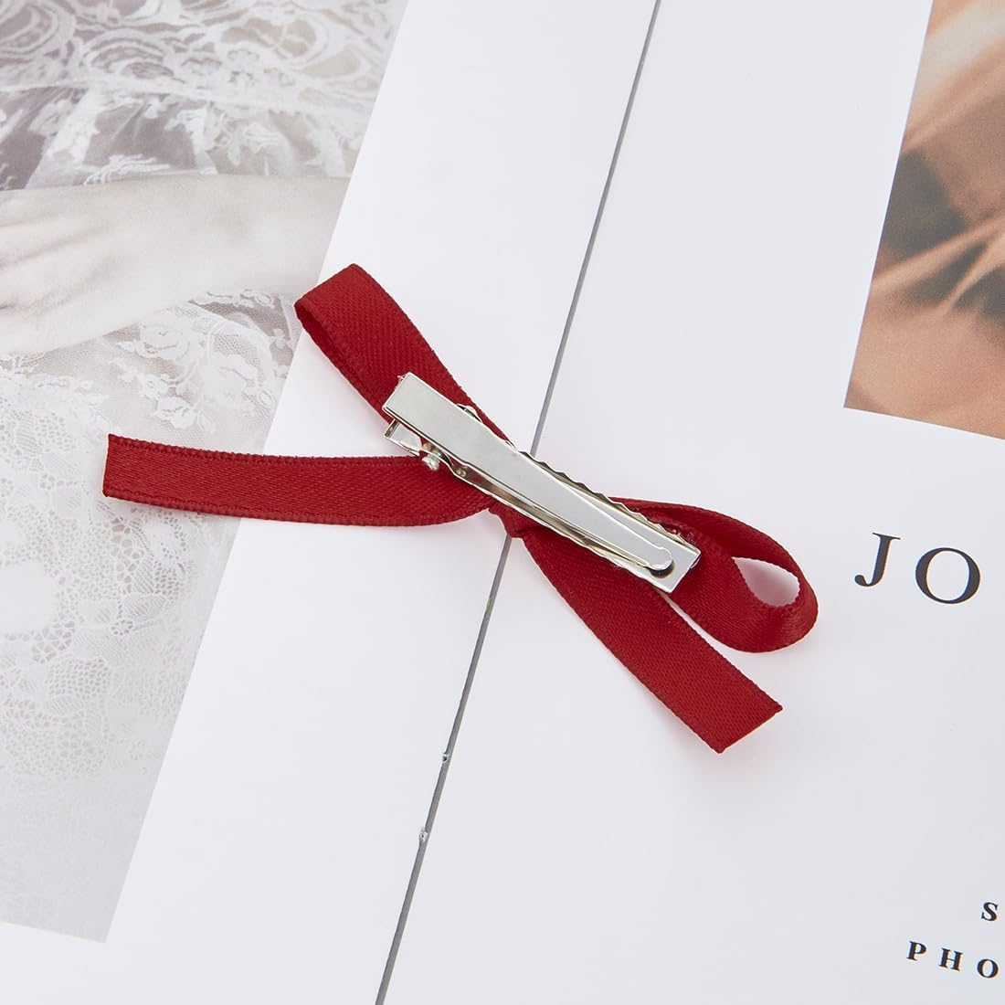 UTSAUTO 20 Pcs Silky Satin Bow Hair Clips, 4 Colors Metal Clips Mini Bowknot Hair Barrettes Ribbon Hair Accessories for Women Girls. - Mixed Color 2 image number 7