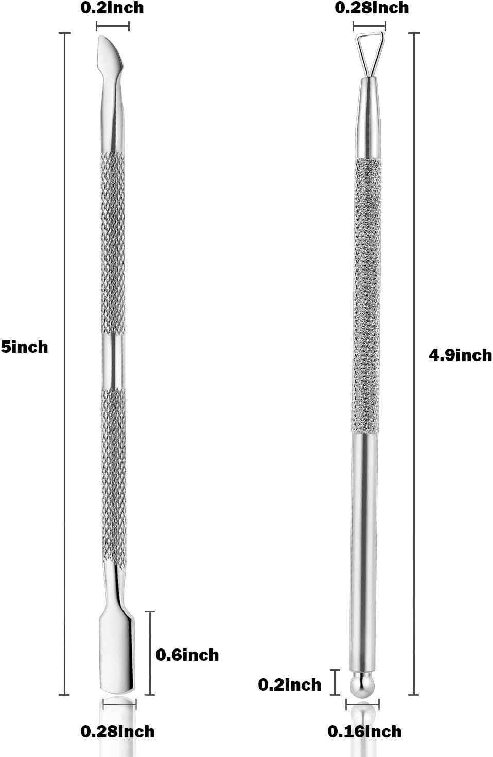 2PCS Cuticle Pusher and Cutter with Storage Case,Professional Cuticle Pusher Nail Polish Remover Stainless Steel Manicure Tool Set,Durable Pedicure Manicure Tools for Fingernails Toenails (Silver)