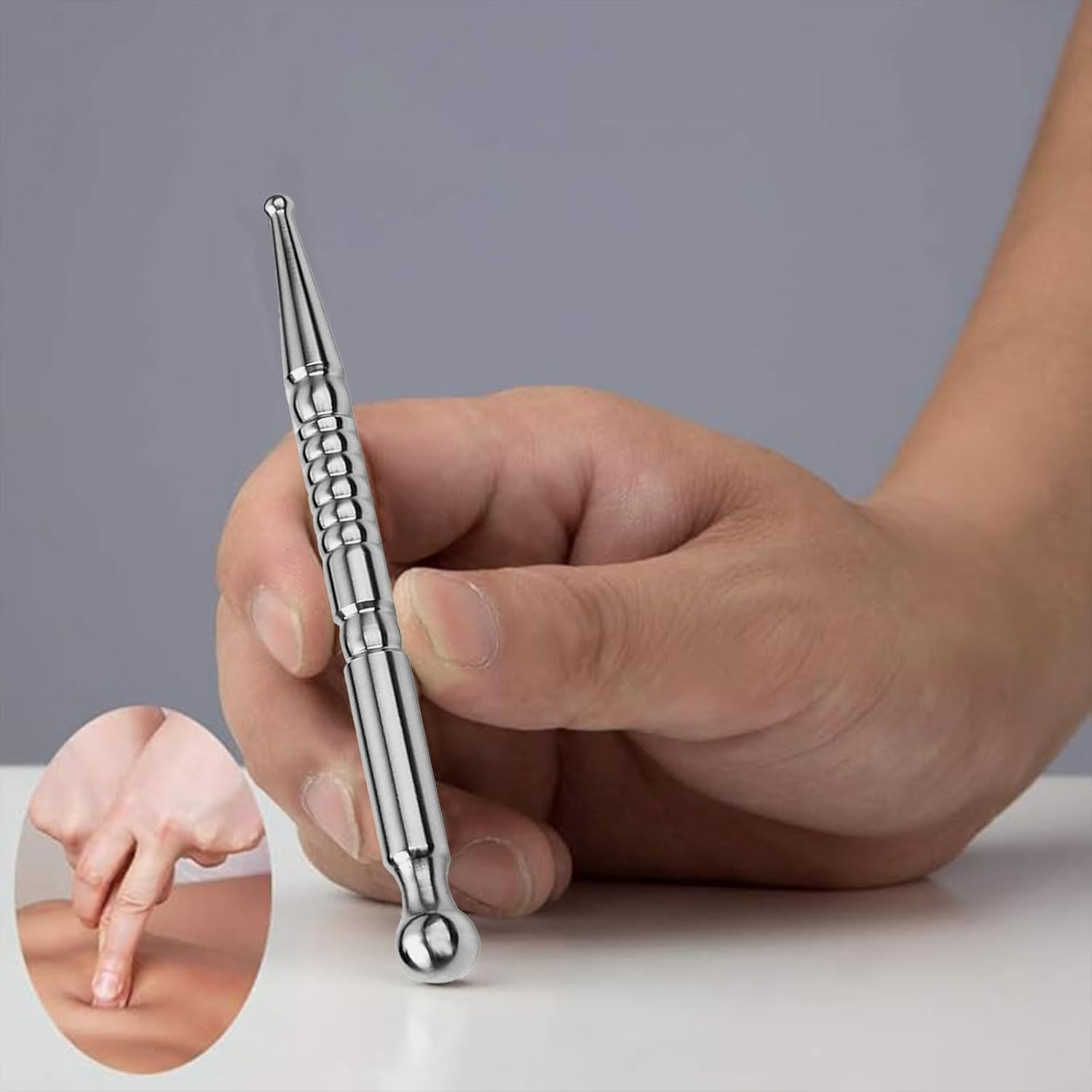 Manual Acupuncture Massage Pen Stainless Steel Facial Reflexology Acupuncture Pen Deep Tissue Massager Trigger Point Massage Tool for Relaxing image number 3