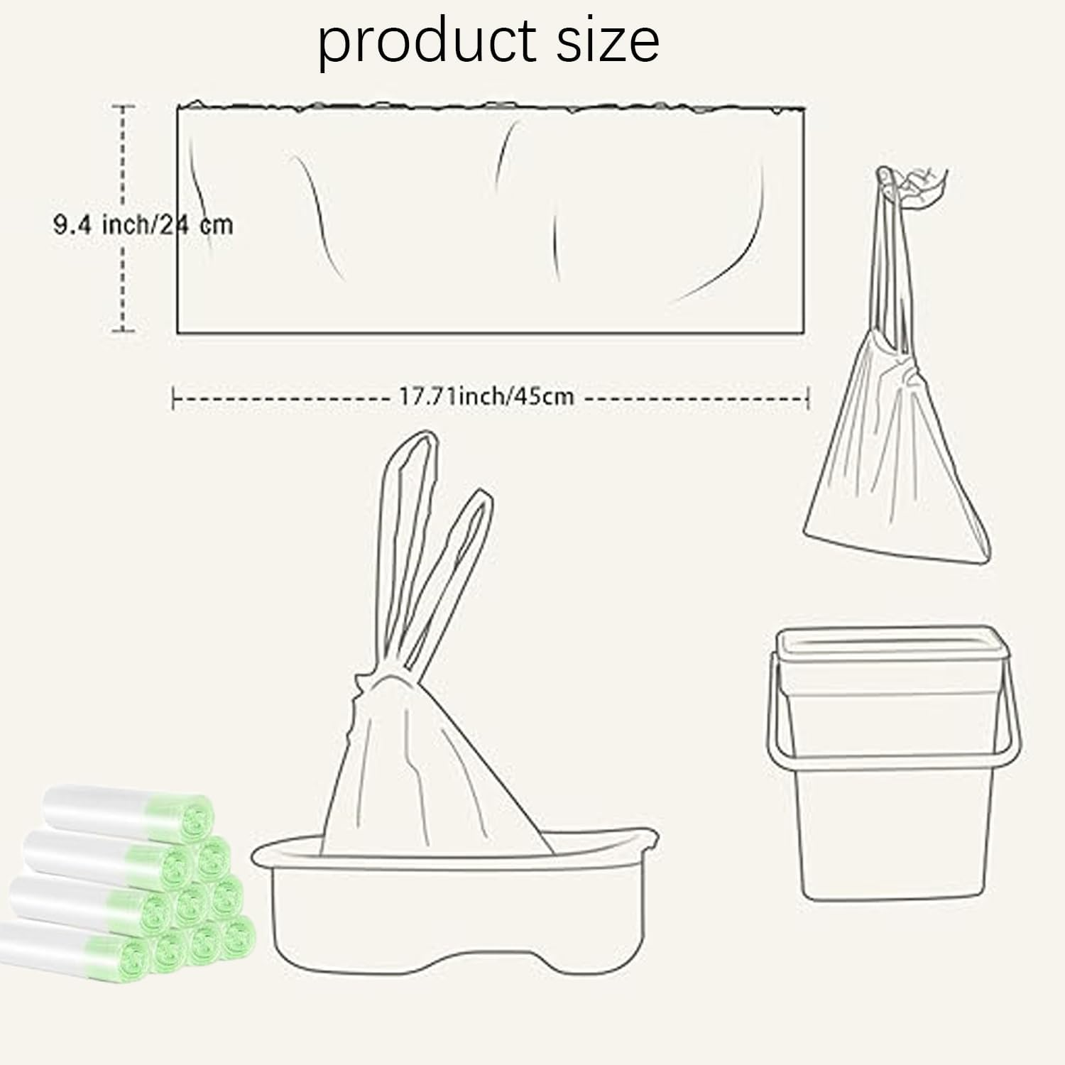 WEZCHUGHAOL 150PCS Toilet Seat Cleaning Bag, Travel Potty Liners, Portable Universal Potty Trainer Linersdisposable Traning Toilet Seat Bin Bags with Drawstring (16.5" X 9.45"Inch) image number 5