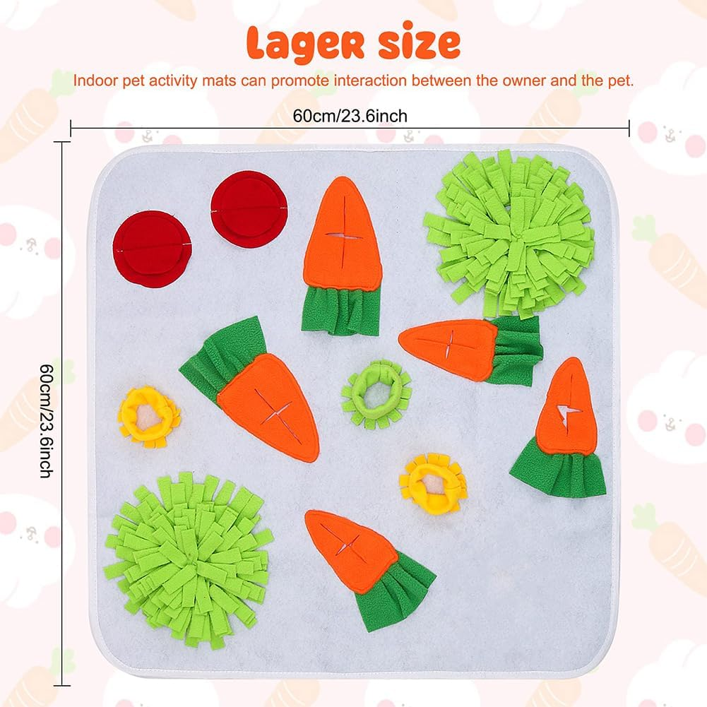 24" X 24" Rabbit Foraging Mat Bunny Toys, Interactive Feed Game for Boredom, Washable Polar Fleece Bunny Hay Feeder, Pad Bed Treat Dispenser for Rabbits Bunny Guinea Pigs Chinchillas (White) image number 5