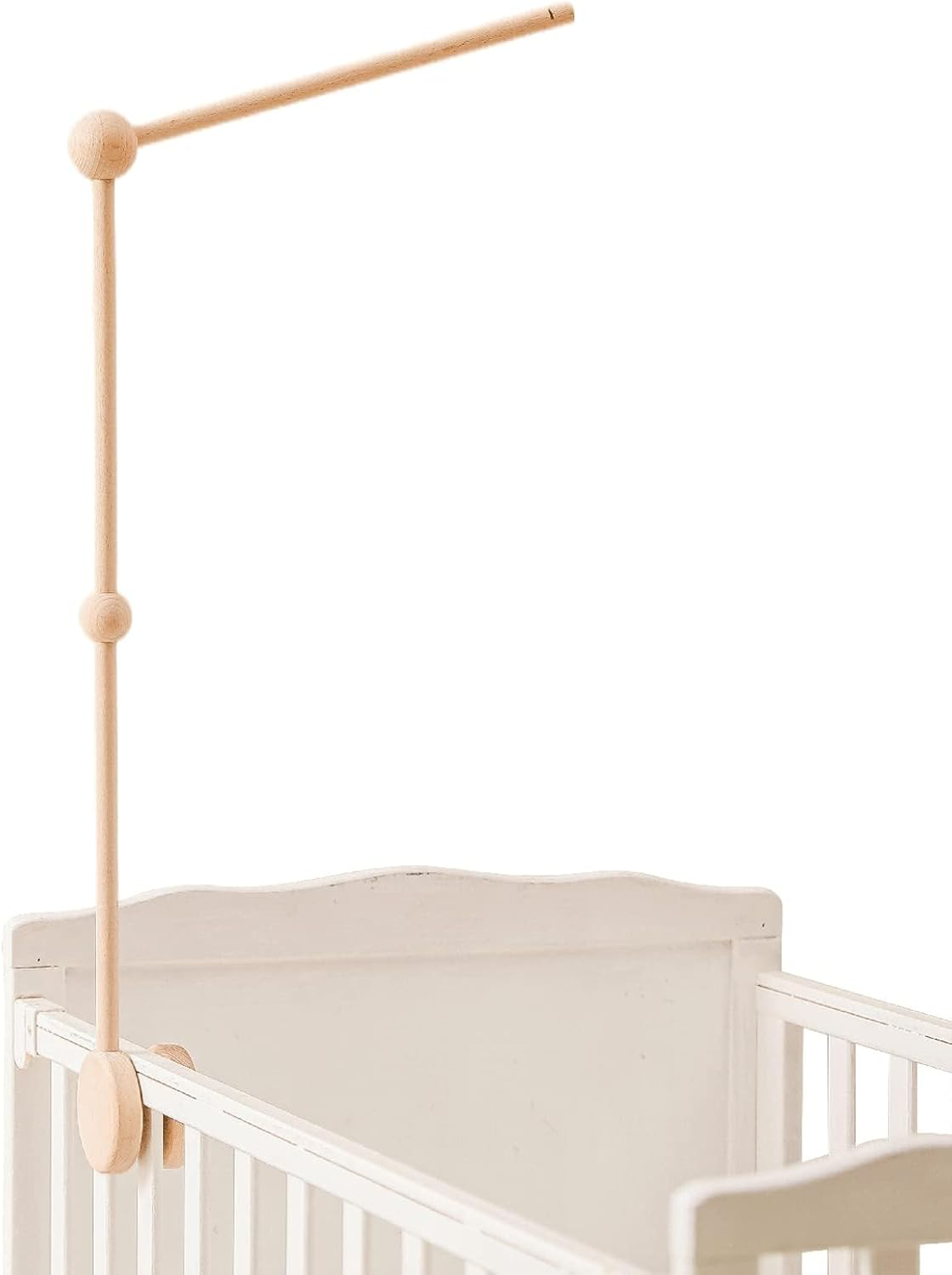 IEATFO Baby Crib Mobile Arm - Wooden Baby Mobile Crib Holder for Hanging Baby Crib Attachment for Nursery Decor