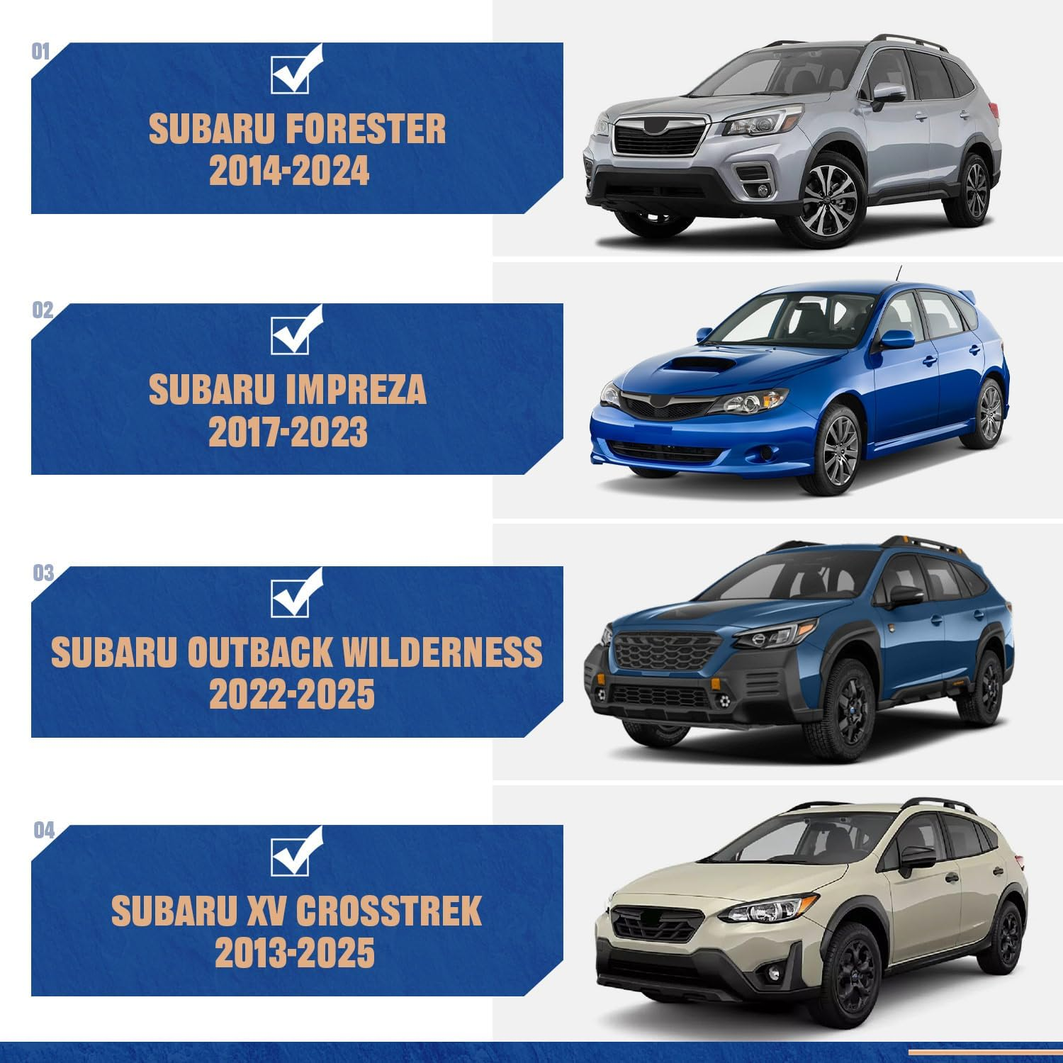 Cross Bars Fits for Subaru XV Crosstrek 2013-2025 & Forester 2014-2024 & Impreza 2017-2023 & Outback Wilderness 2022-2025 Adjustable Roof Rack Crossbar Luggage Rack image number 2