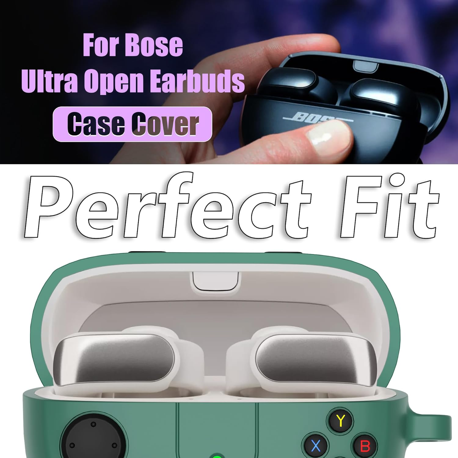 BEWZI for Bose Ultra Open Earbuds Case Cover Ultra Quality Silicone Stylish 3D Creativity Protection Case, Protective Cover for Bose Ultra Open Case (Green)