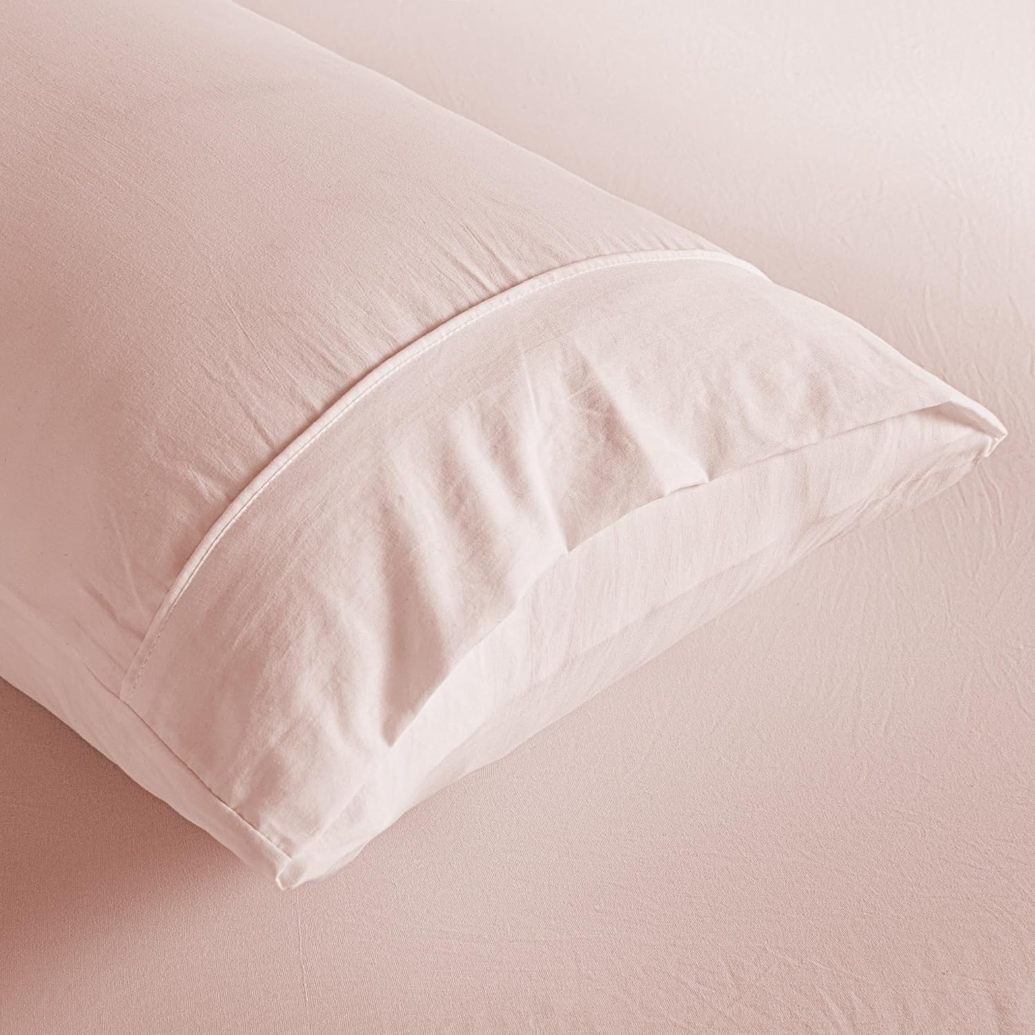 Dreamaker Superfine Washed Microfiber King Pillowcase Super Soft Microfibre All Season Breathable and Warm Wrinkle Resistant Machine Washable - Twin Pack Blush Pink image number 3