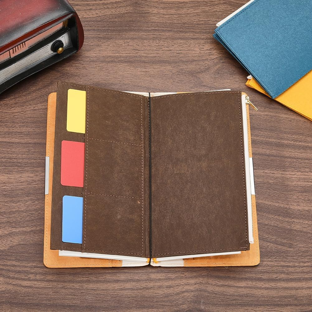 CRASPIRE File Folders Zipper Pocket 8.07X4.72In Travelers Coconut Dark Brown Notebook Planner Wallet Card Passport Holder Paper Invoice Storage Bag for Journal Cover Tn Accessories Stationery Protect image number 6
