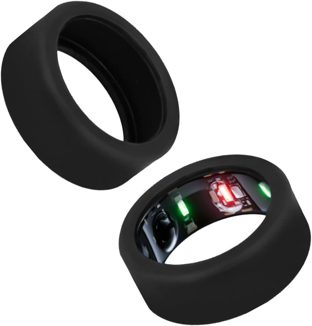 2Pcs Silicone Ring Covers Compatible with Oura Ring Gen 3, Flexible Black Silicone Protective Case for Oura Smart Ring Guard Protector for Gym, Fits S Size(11/12/13) image number 2
