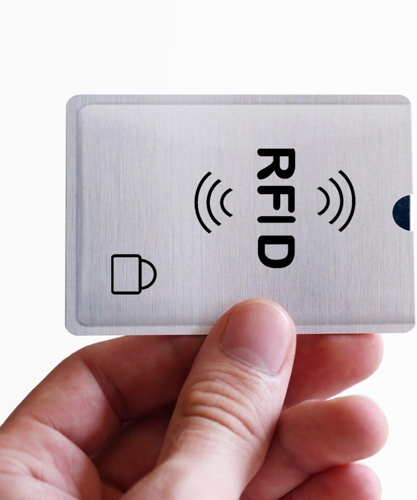 RFID Blocking Sleeves, Set of 10 Credit Card Holders & 4 Passport Protectors, Wallet Trifold Leather Bifold Wallet for Men & Women, Card Silver 20 Pcs - Silver 12 Pcs image number 4