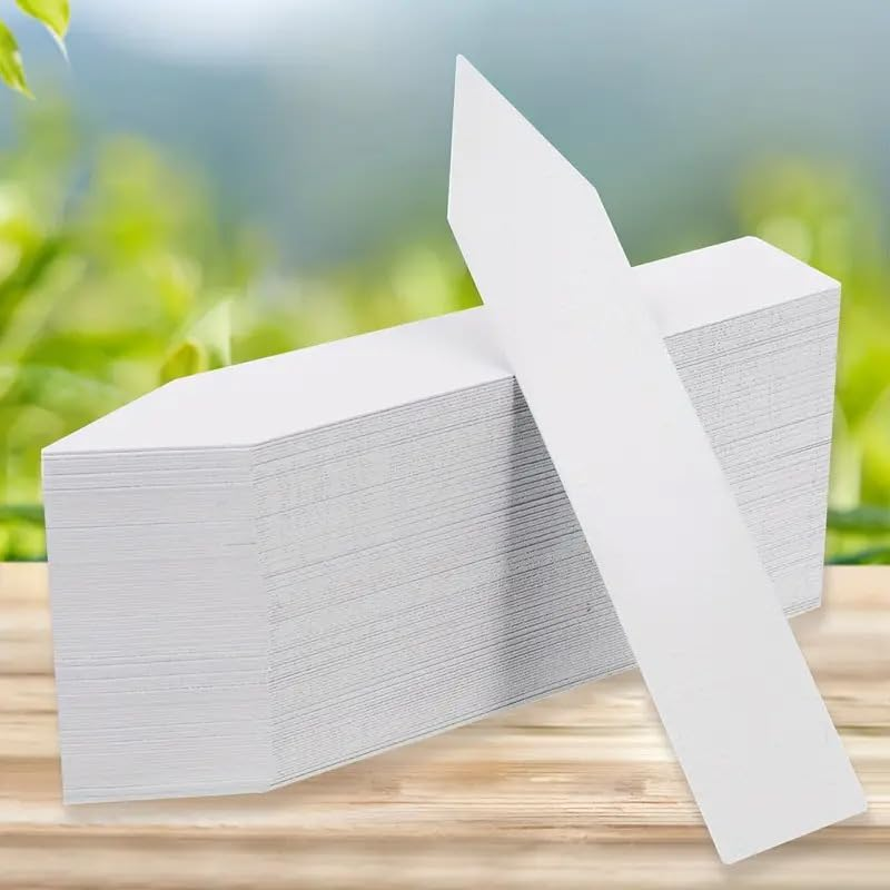 Limcryspp 100-Piece Plastic Plant Label Outdoor Waterproof Garden Marking Plate with Marker Pen, Suitable for Classification Nameplates of Herbaceous, Vegetable and Flower Cultivation