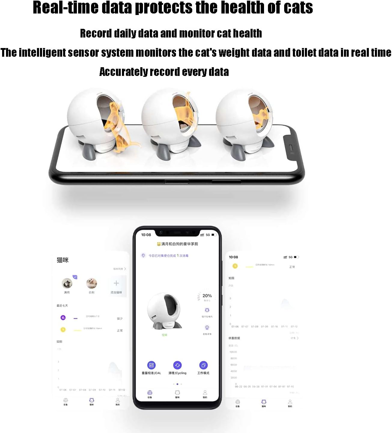 Self Cleaning Cat Litter Tray, Cat Litter Box, Odor Removal/60L Extra-Large Capacity, Smart Automatic Cat Toilet for Multiple Cats, Built-In Camera, Intelligent Identification of Multiple Cats image number 1