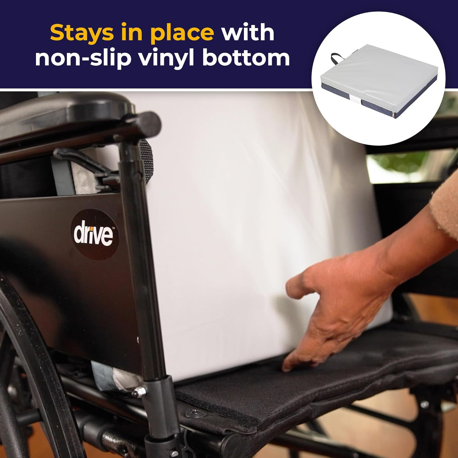 Drive Medical Gel "E" Skin Protection Wheelchair Seat Cushion, 18" X 16" X 3" image number 6