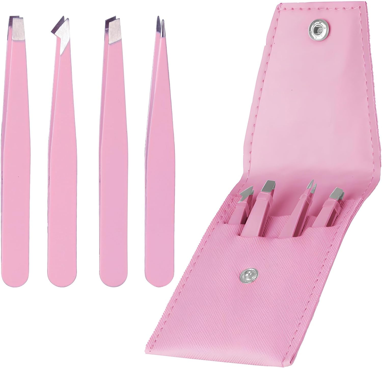 Havenease 4-Piece Eyebrows Tweezers,Stainless Steel Slant Tweezer Set and Pointed Hair Removal Tweezers, Precision Tweezers for Men and Women,Ingrown Hair,Eyebrows Plucking,Daily Beauty Essentials image number 2