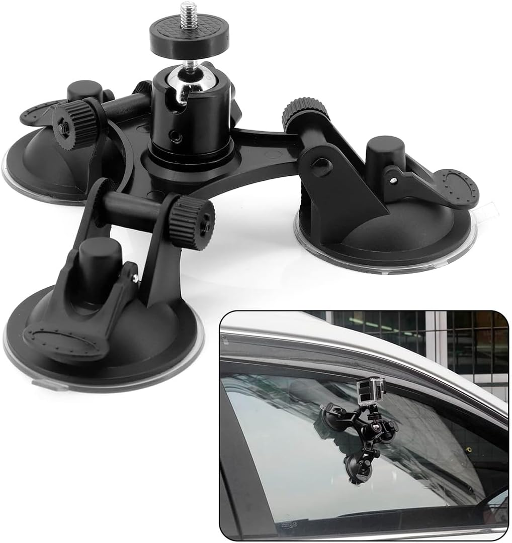 Namvo Triple Suction Cup Holder Camera Mount for Glass, Car Windshield, Compatible with 1/4 Inch Screw Cameras image number 4