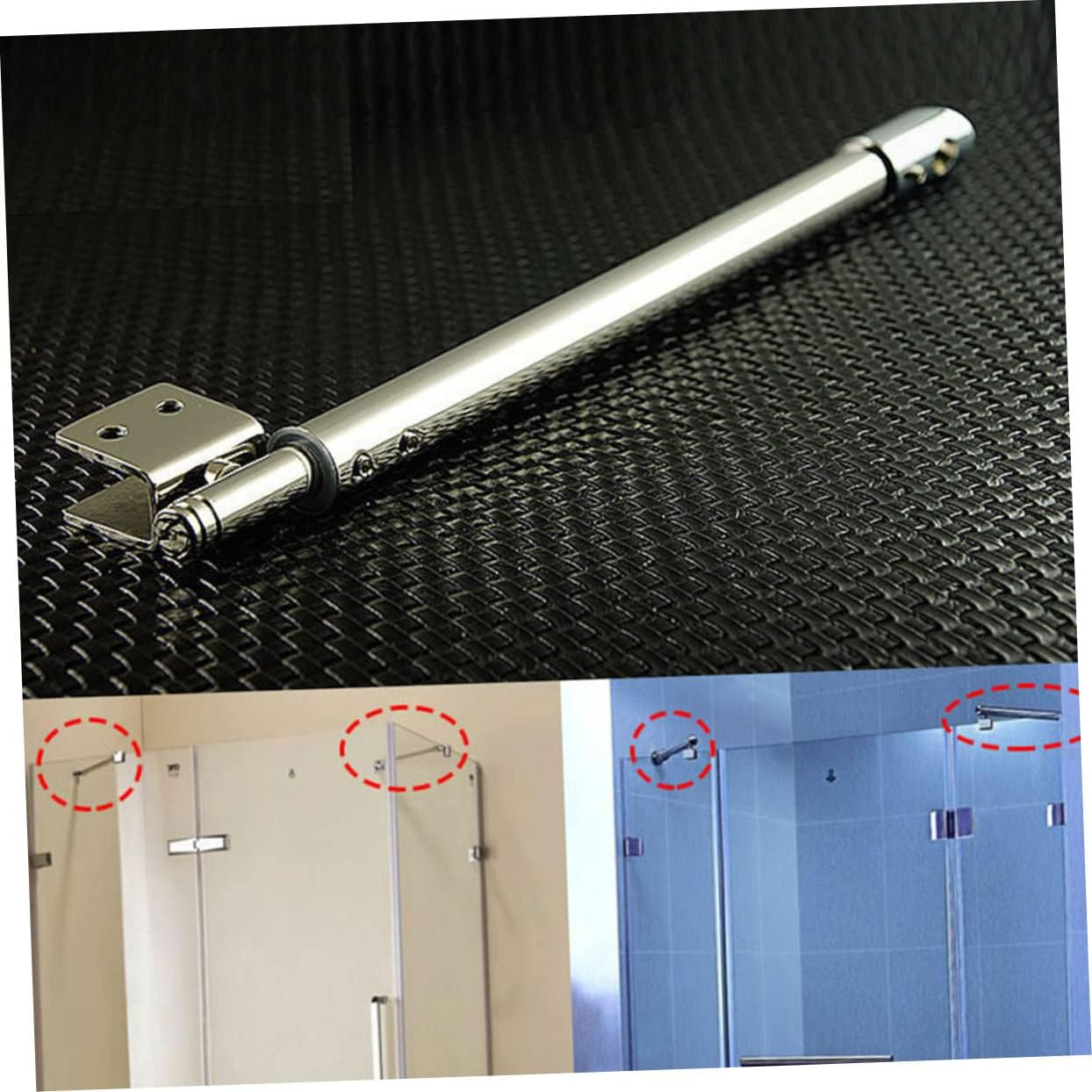 Homoyoyo 304 Stainless Steel Shower Glass Support Rod 358Mm Double-Headed Bracket for Frameless Shower Doors Waterproof Wall to Glass Hardware 19X300X500Mm Size