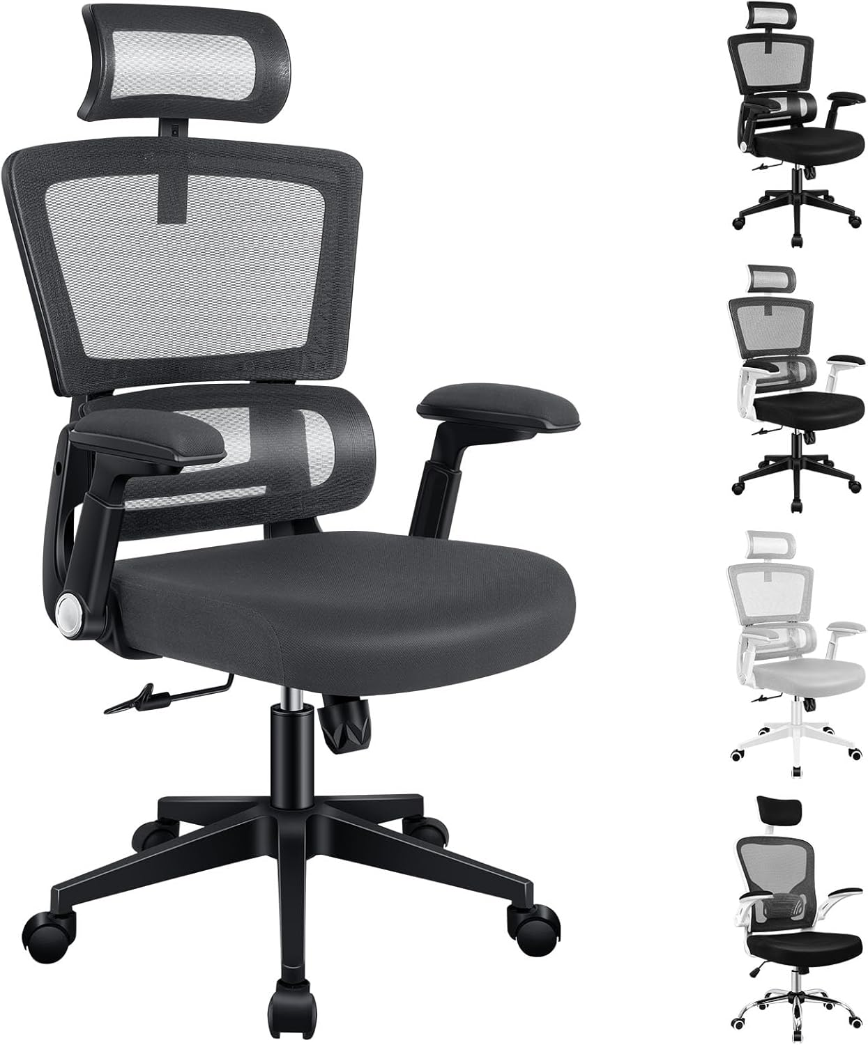 ALFORDSON Mesh Office Chair Swivel Computer Chair with Tilt & Height Adjustment, Ergonomic Executive Office Chair with Built-In Lumbar Support & Tall Backrest, Mesh Fabric Racing Chair (White)