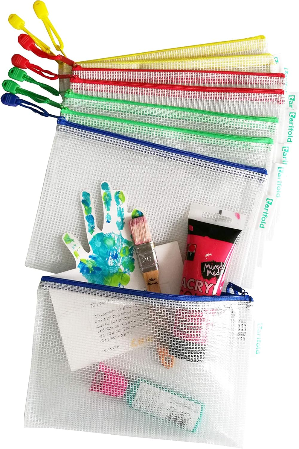 Djois, 509029 Zip Storage Bag, A5, Assorted, Pack of 8, Reinforced Zip Pockets, Transparent, Ultra Durable, Perfect for Office, Home, School, Travel, Document Protection image number 3