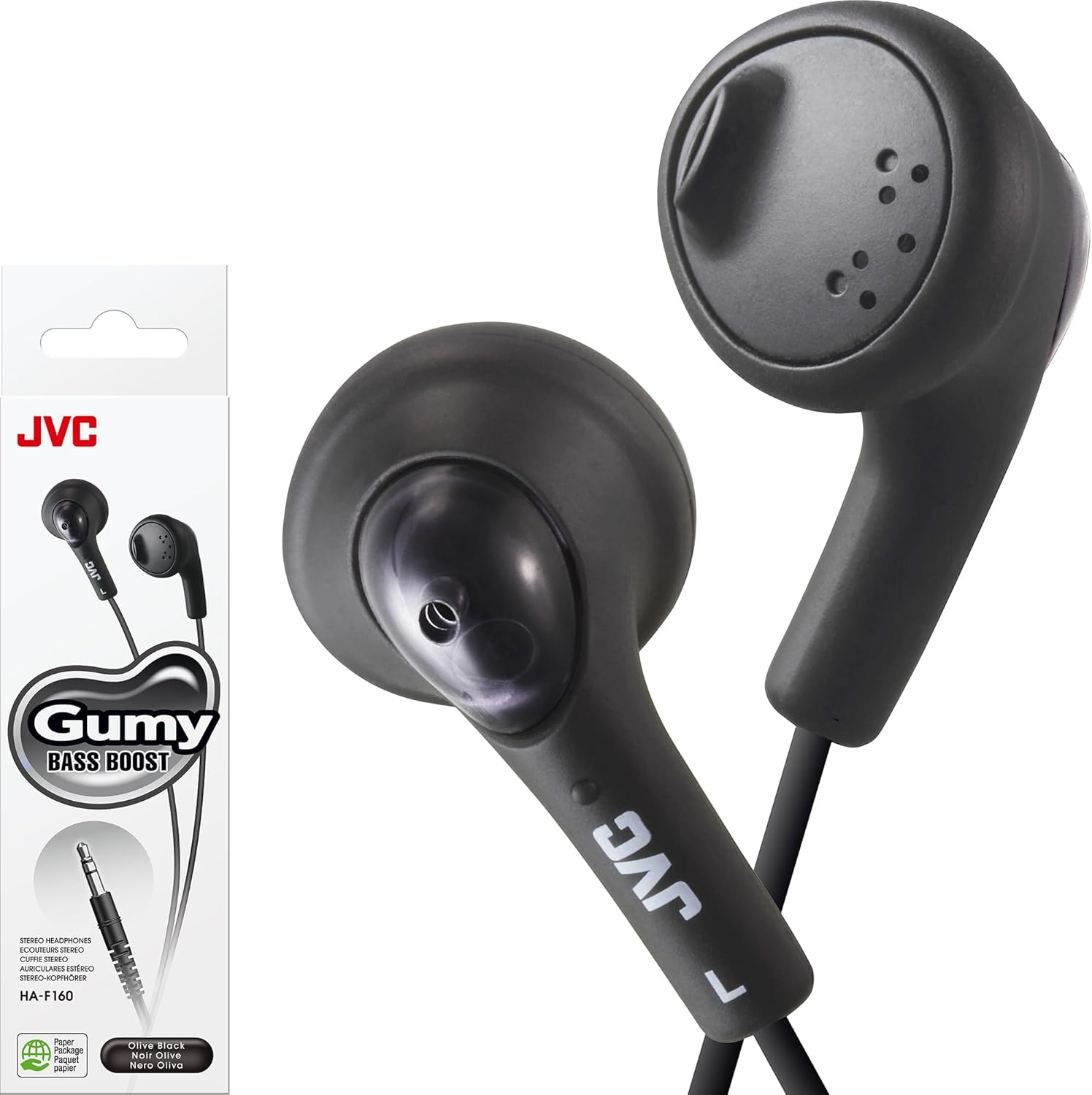 JVC HAF160B Gumy Ear Bud Headphone Black image number 2