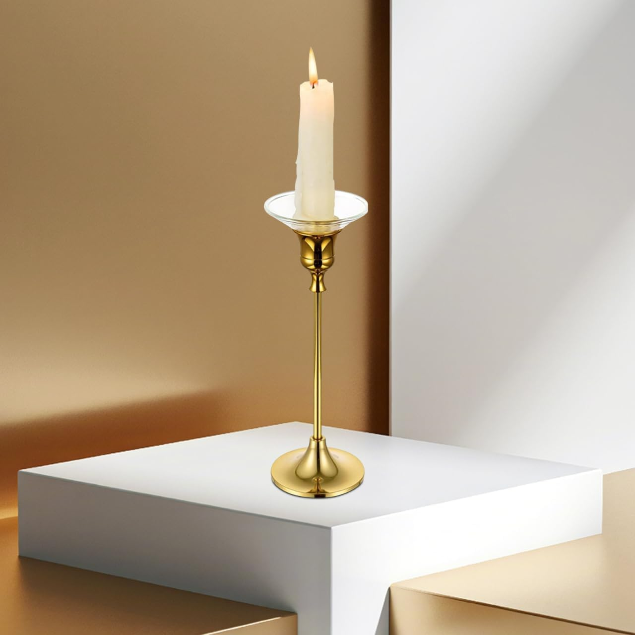 Mobestech 12Pcs Candle Drip Catcher Clear Glass Wax Drip Catcher Fluted Candle Holder Stylish Candle Drip Protectors for Home Restaurant Hotel image number 3