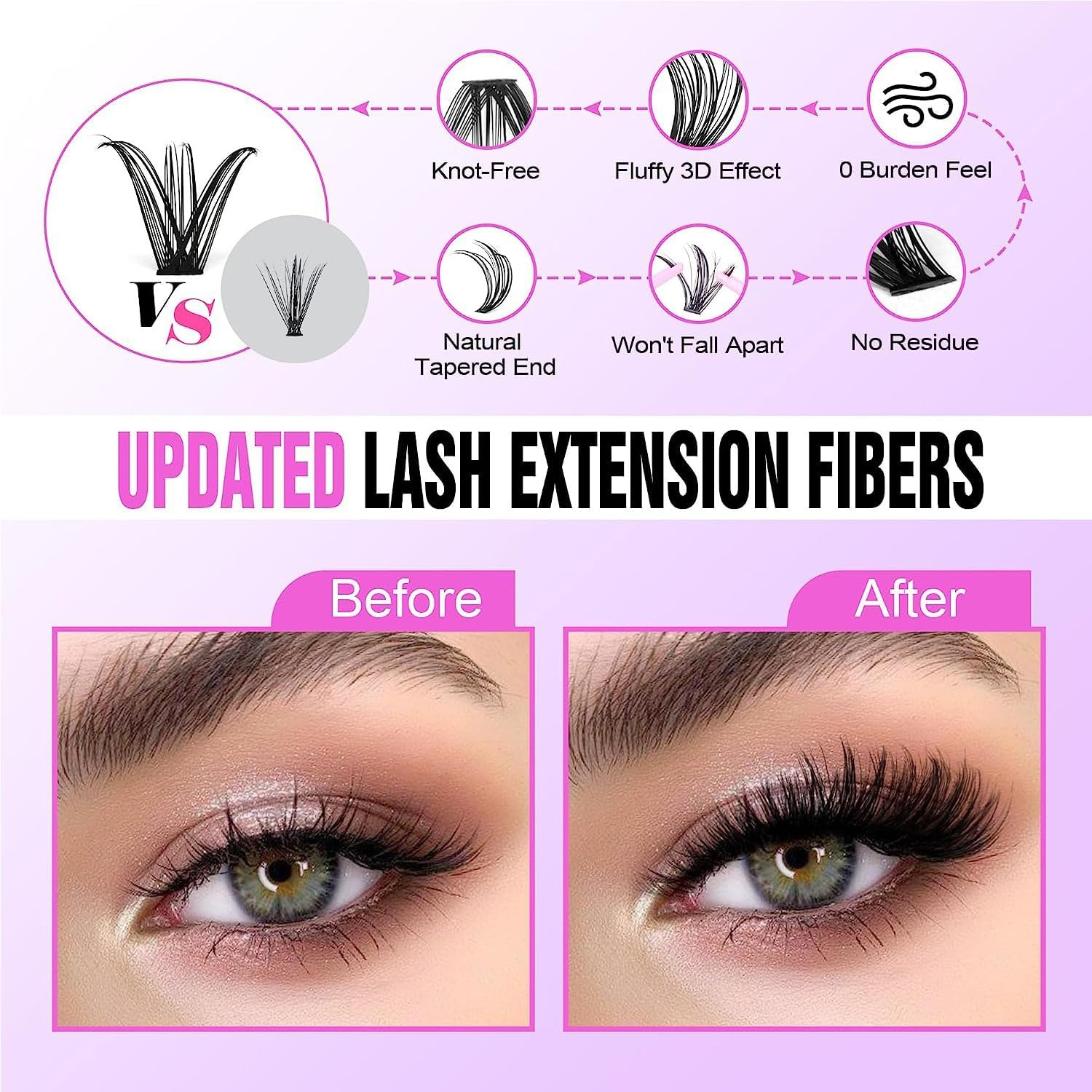 Biubiu Lash Extension Kit DIY 280Pcs Lash Clusters Eyelash Extension Kit, 9-16Mm 30D 40D Individual Lashes Kit with Lash Bond and Seal, Lashes Tweezers for Self Use (30D&40D, 0.07D, 9-16Mm, Kit) image number 5