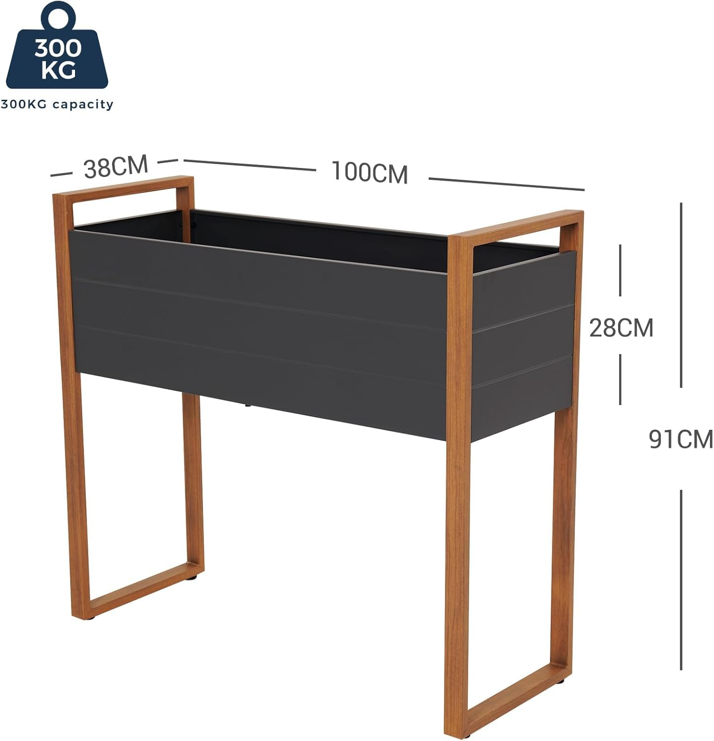 Grand Patio Raised Garden Bed, Metal Planter Box with Legs and Drainage Holes, Weather-Resistant Elevated Plant Containers for Vegetables, Flowers, Herbs, Outdoor Gardening Supplies (100&times;38&times;91Cm) image number 6
