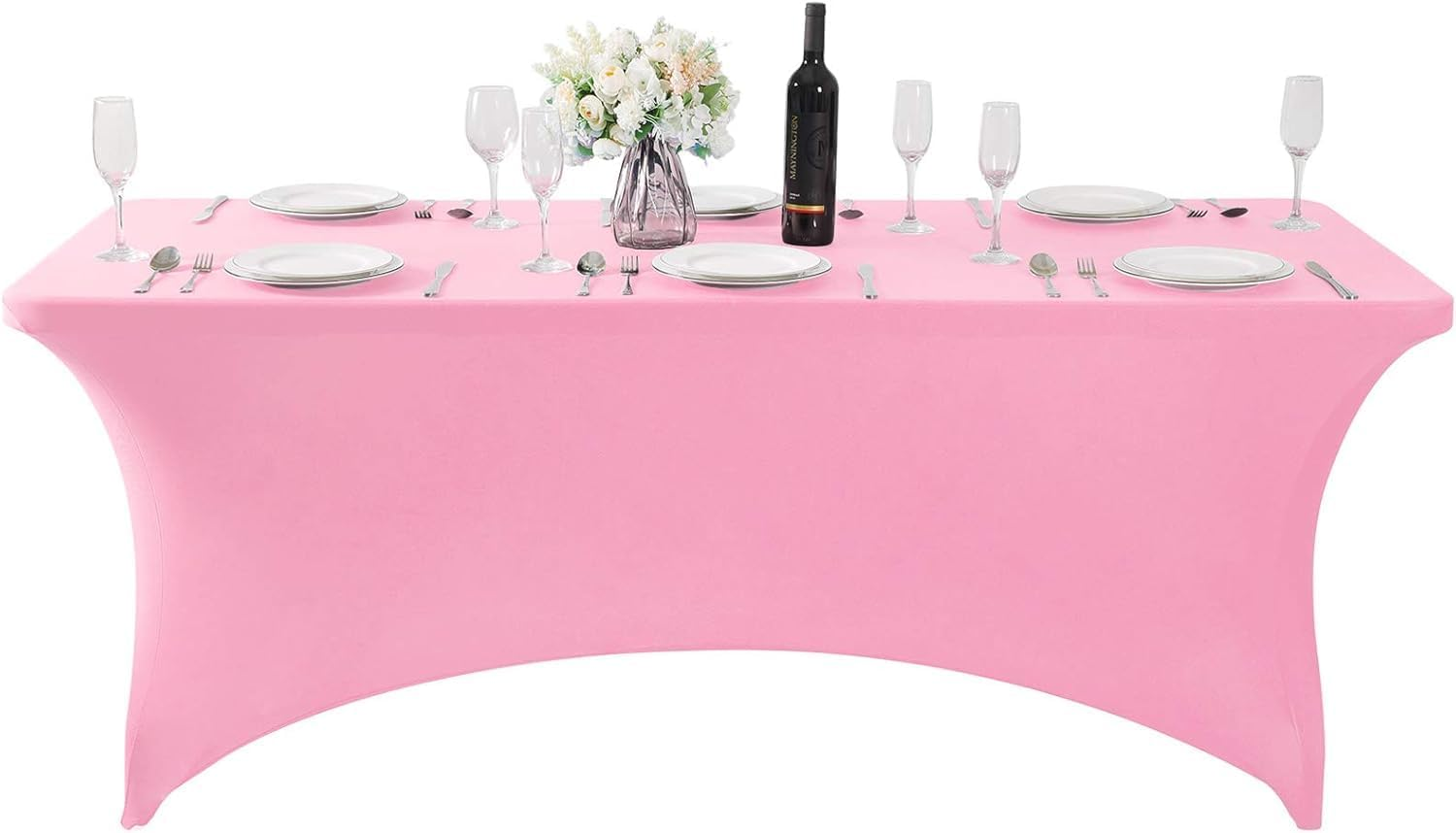 6Ft Stretch Spandex Table Cloth for Standard Folding Tables - Universal Rectangular Fitted Tablecloth Protector for Wedding