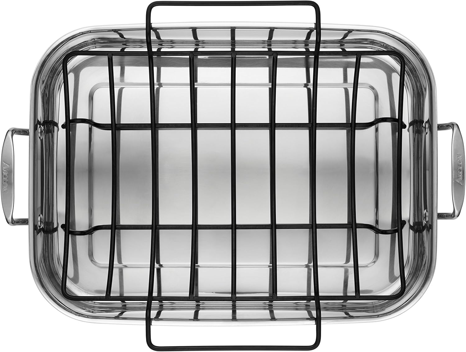 Anolon Tri-Ply Clad Stainless Steel 17-Inch by 12-1/2-Inch Large Rectangular Roaster with Nonstick Rack image number 5