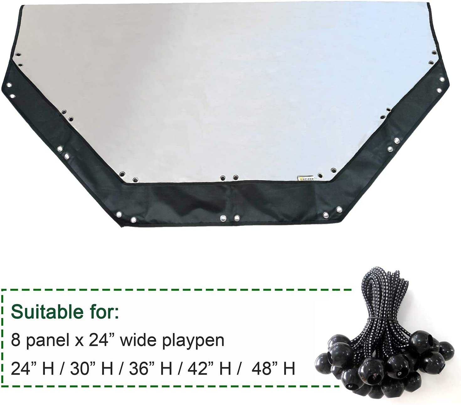 Universal Dog Playpen Cover with Sun/Rain Proof Top, Provide Shade and Security for Outdoor and Indoor, Fits All 24" Wide 8 Panels Pet Exercise Pen (8X24 W Cover, 600D Oxford) image number 2