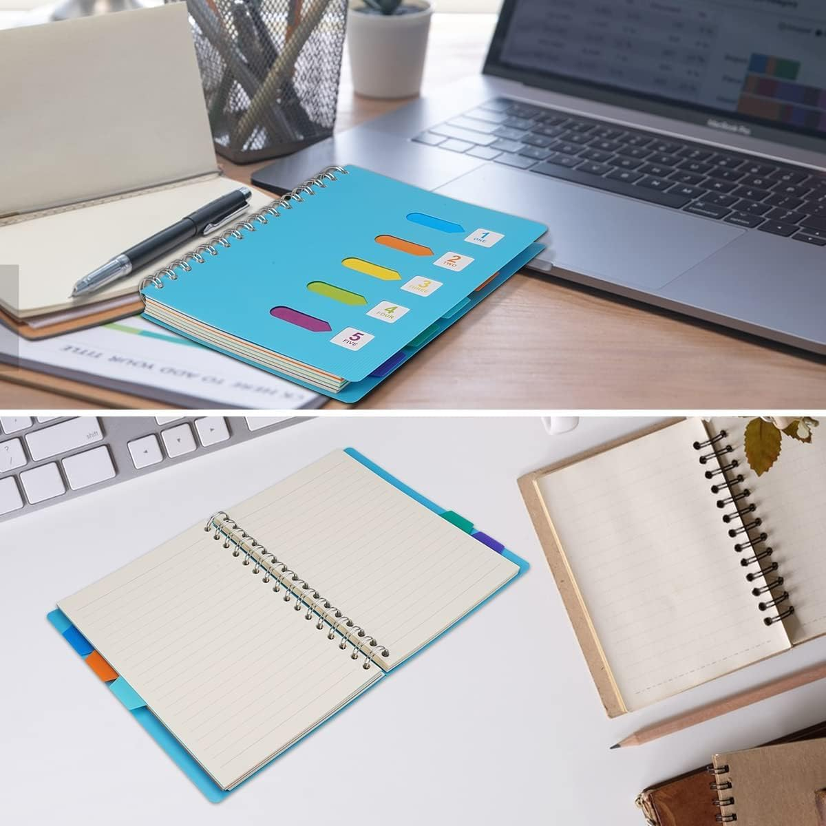 Spiral Notebook, A5 Notebook with Index, Notebooks with Pen, Hardcover Notebook, A5 Spiral Notebook, Journal Notebook, Spiral Journal, Subject Notebook for Work,Students, Office, Home,Writing Planner image number 1