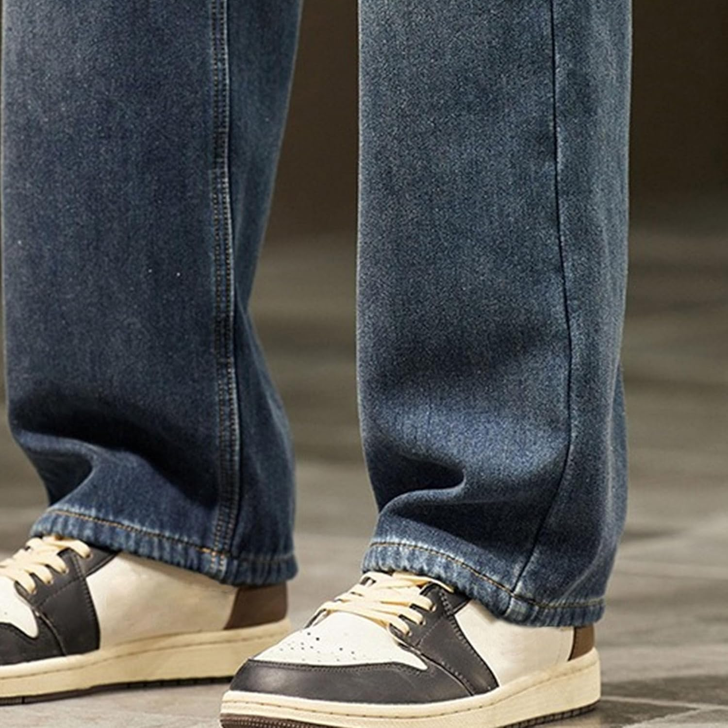 Jeshifangjiusu Men'S Casual Straight Jean Relaxed Fit Baggy Trouser Hip Hop Thicke Jeans, Blue, 32