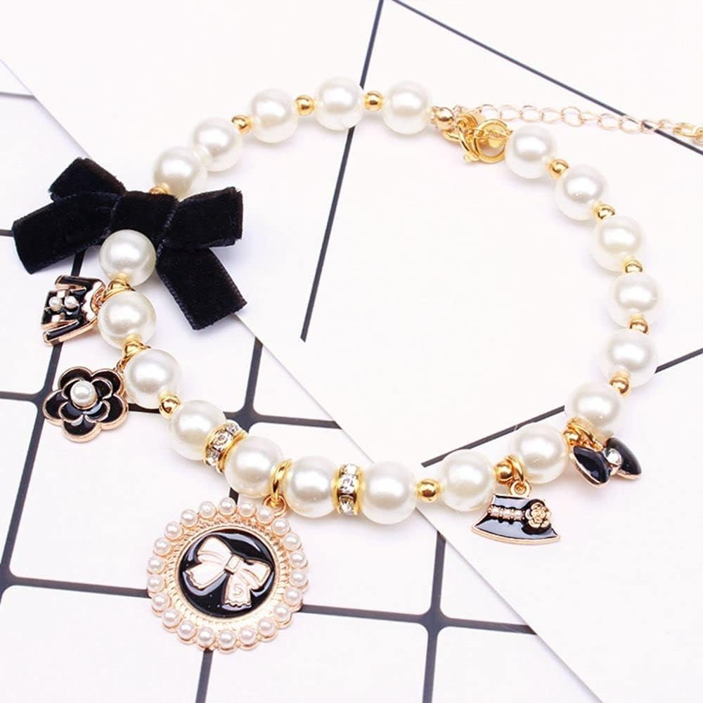 Baolaili Dog Pearl Collar Princess Bow Necklace for Dogs (M) image number 4