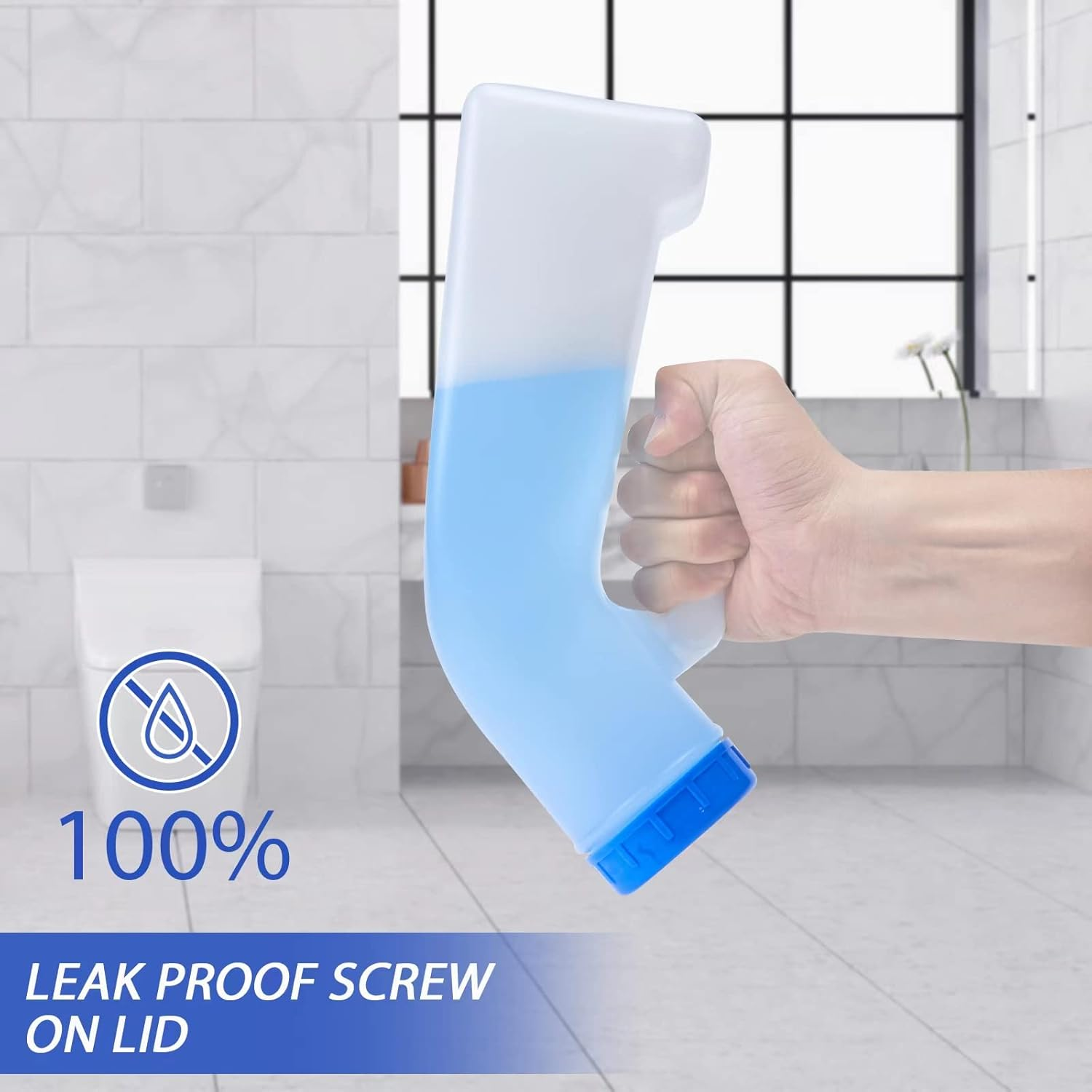 Urinals for Men 1Pk - Upgraded Thick Urine Bottles for Men with Spill/Leak Proof Screw-On Lids - 32Oz/1000Ml Portable Urinal image number 3