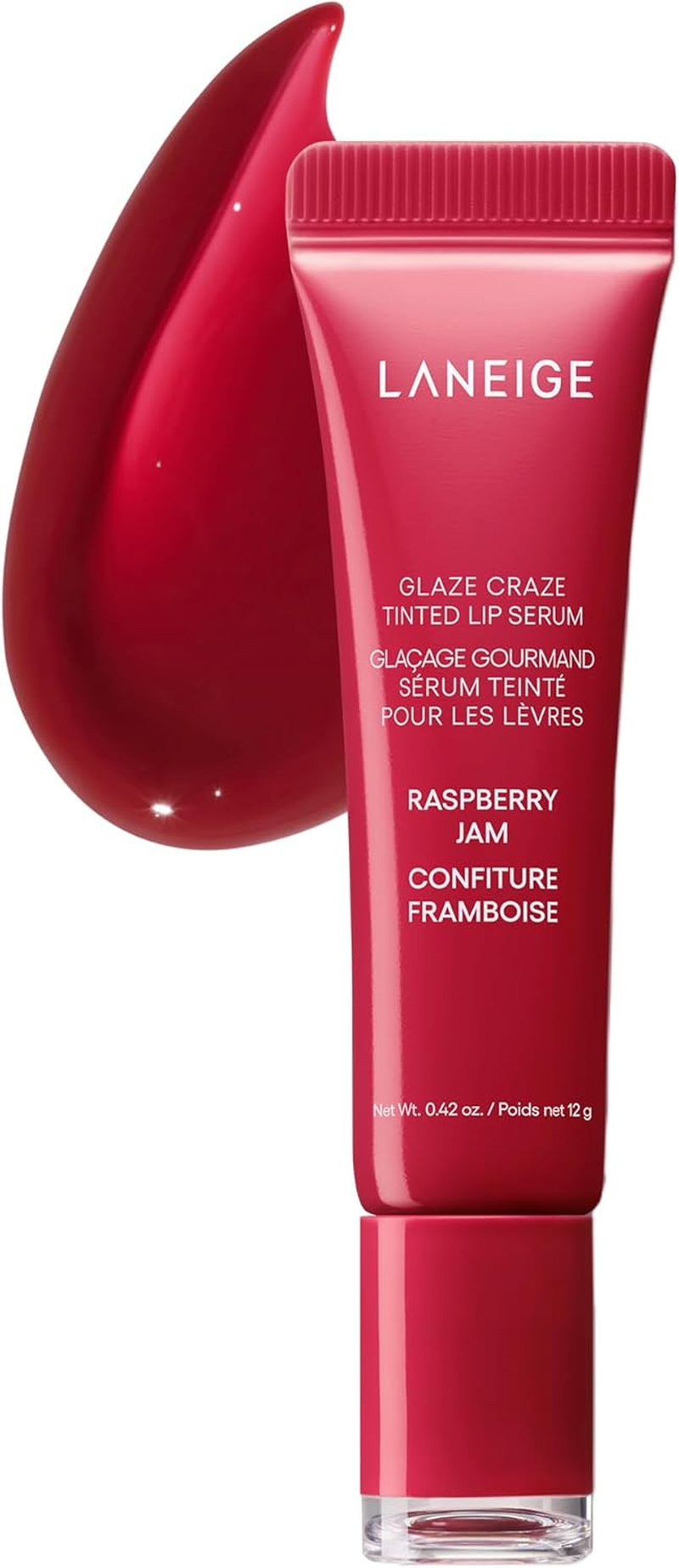 LANEIGE Glaze Craze Tinted Lip Serum Raspberry Jam: Plumping, Nourishing Hydration with Polypeptide