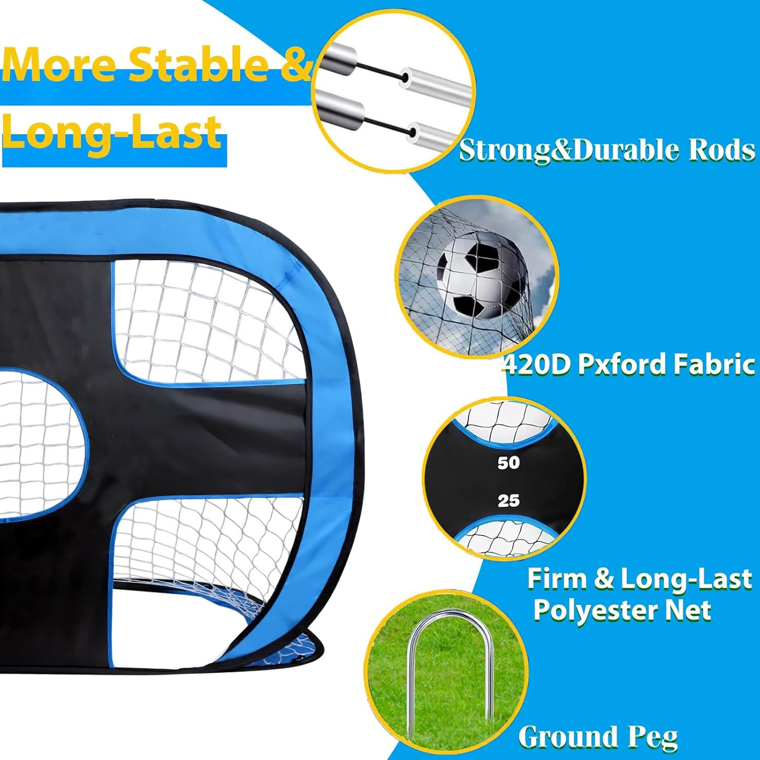 Soccer Goals Training Set with 4 Modes Soccer Training Equipment for Indoor Outdoor, Pop up Soccer Goal Posts with Carry Bag, Soccer Nets for Backyard image number 4